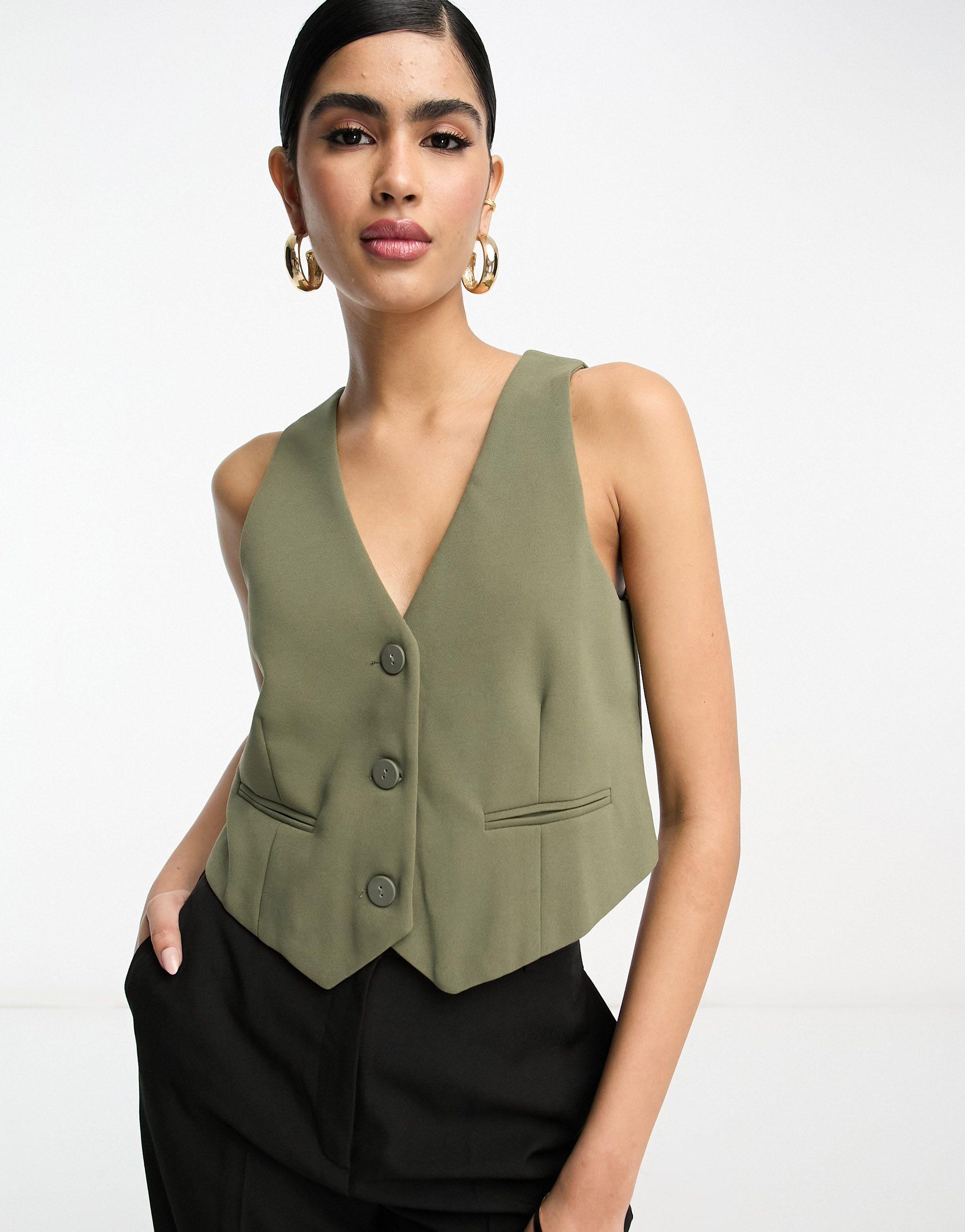 Mango Waistcoat in Green | Lyst