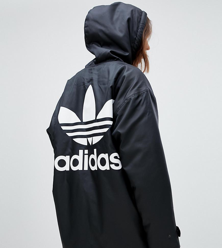 to call Melodramatic preposition adidas Originals Cotton Hooded Coat With Back Logo In Black | Lyst