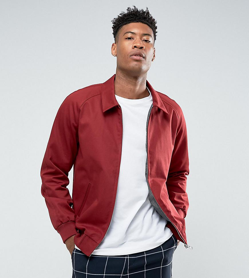 Download ASOS Cotton Tall Harrington Jacket In Burgundy in Red for ...