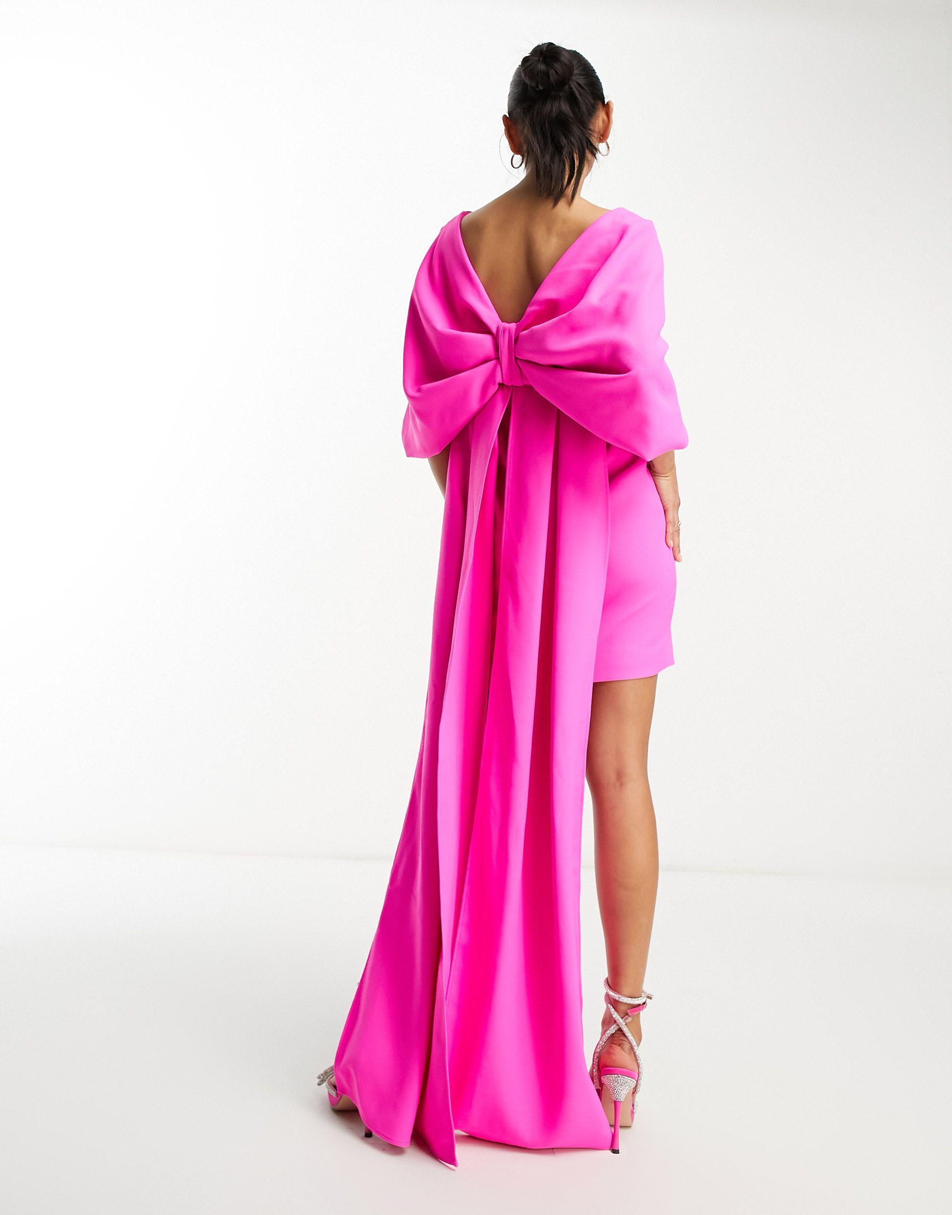 ASOS Crepe Bow Back Mini Dress in Pink Lyst UK