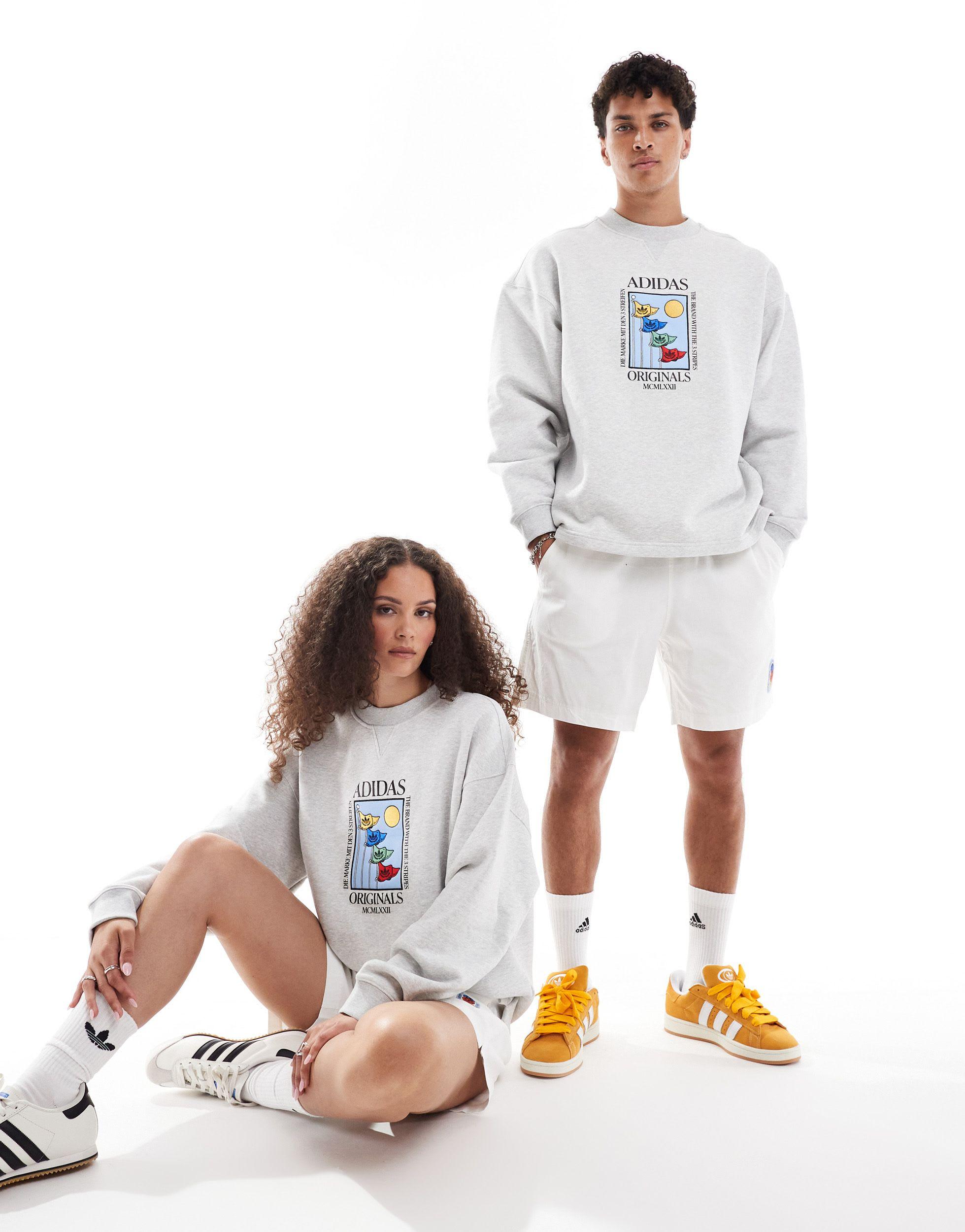 adidas Originals Embroidered Sweatshirt in White | Lyst Canada