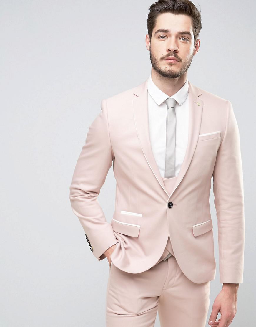 Lyst - Noose And Monkey Super Skinny Suit Jacket With Piping in Pink ...