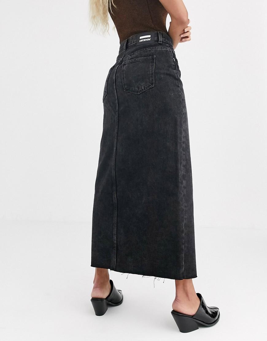 high waisted midi skirt black