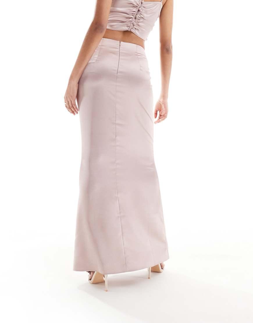 ASOS Satin Ruched Maxi Skirt Co-Ord in Pink Lyst UK