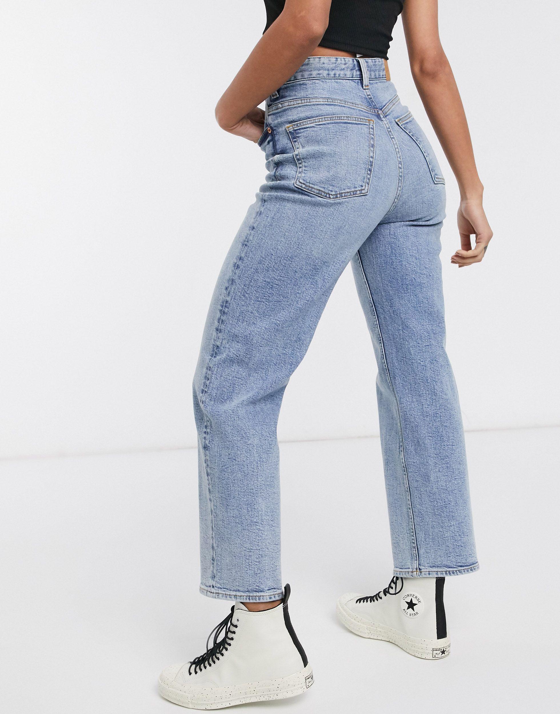 Monki Zami Organic Cotton High Waist Straight Leg Jeans in Blue - Lyst