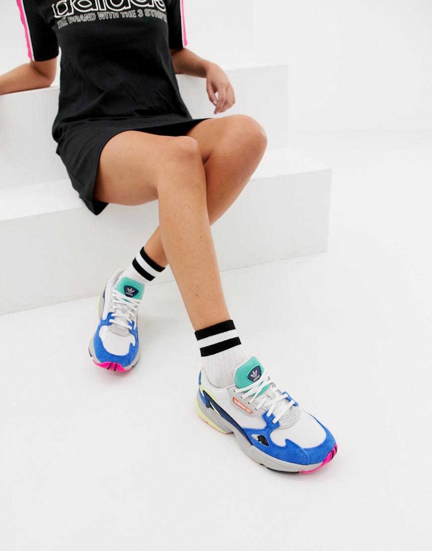 adidas originals triple white falcon trainers