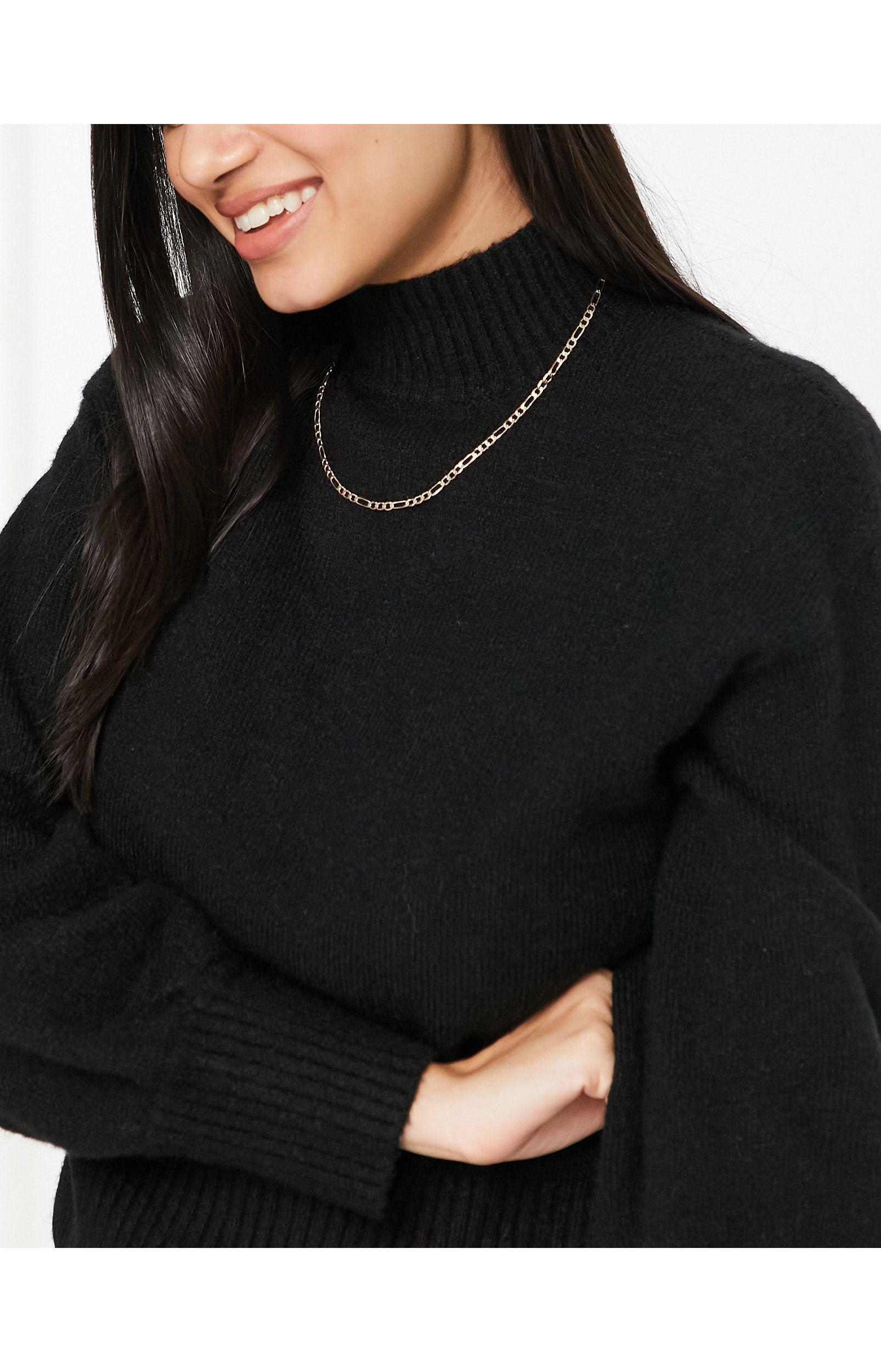 Monki High Neck Knitted Jumper in Black 