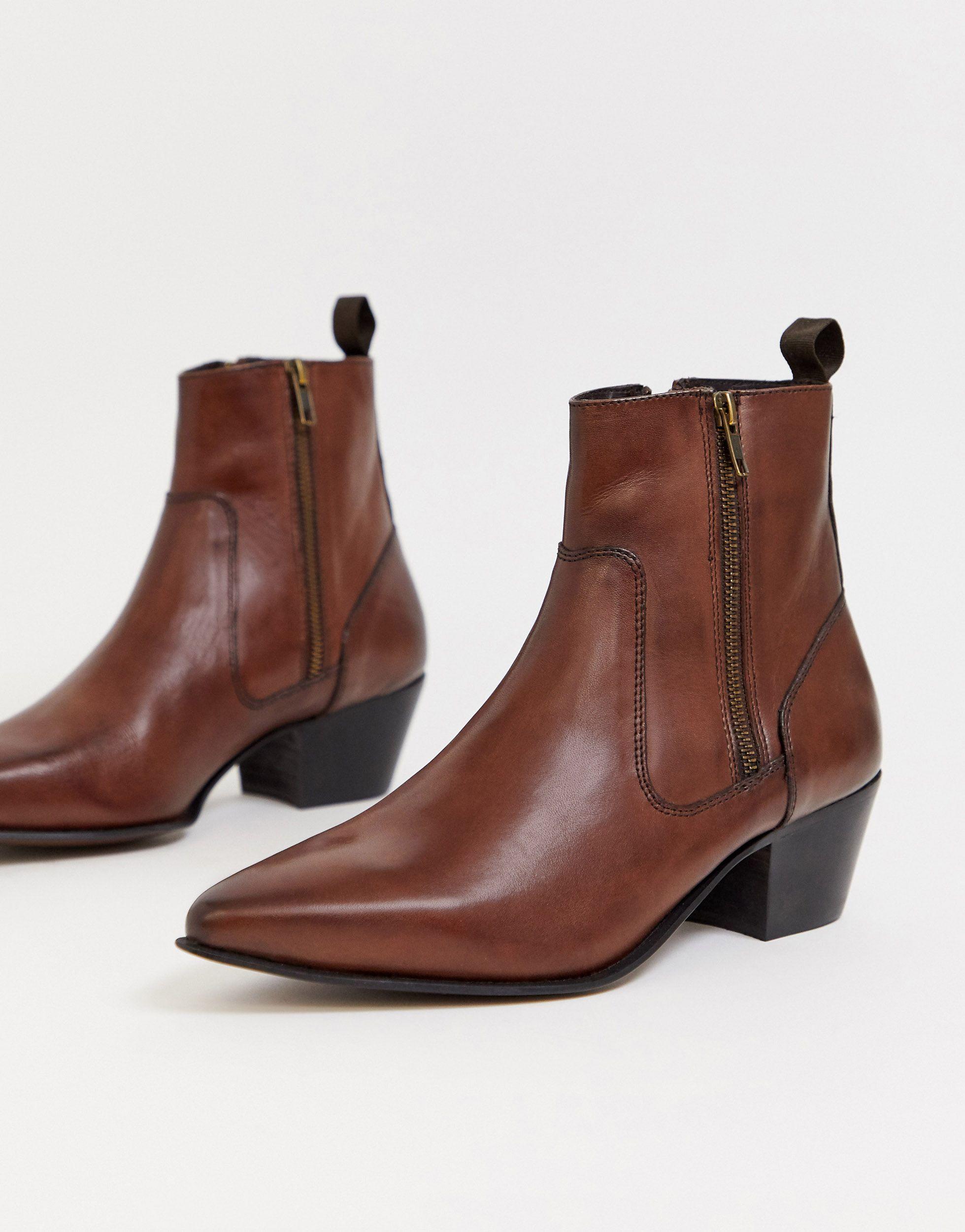 ASOS Cuban Heel Western Chelsea Boots in Blue for Men Lyst