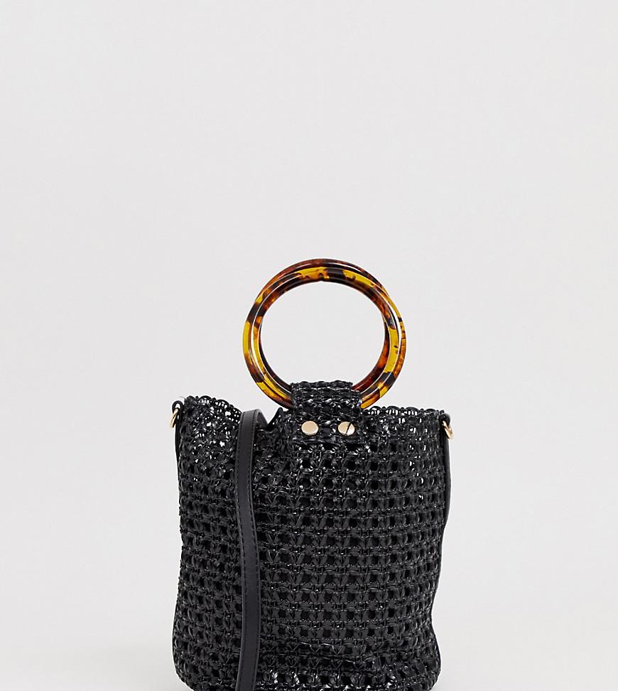 Borsa a secchiello in tessuto nera con manici tartarugati di Mango in Nero  | Lyst