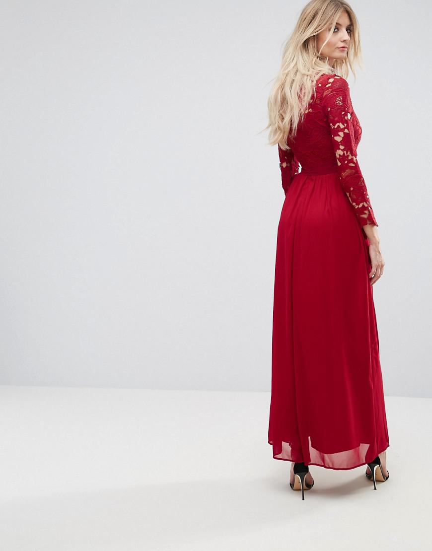 club l high neck crochet maxi dress