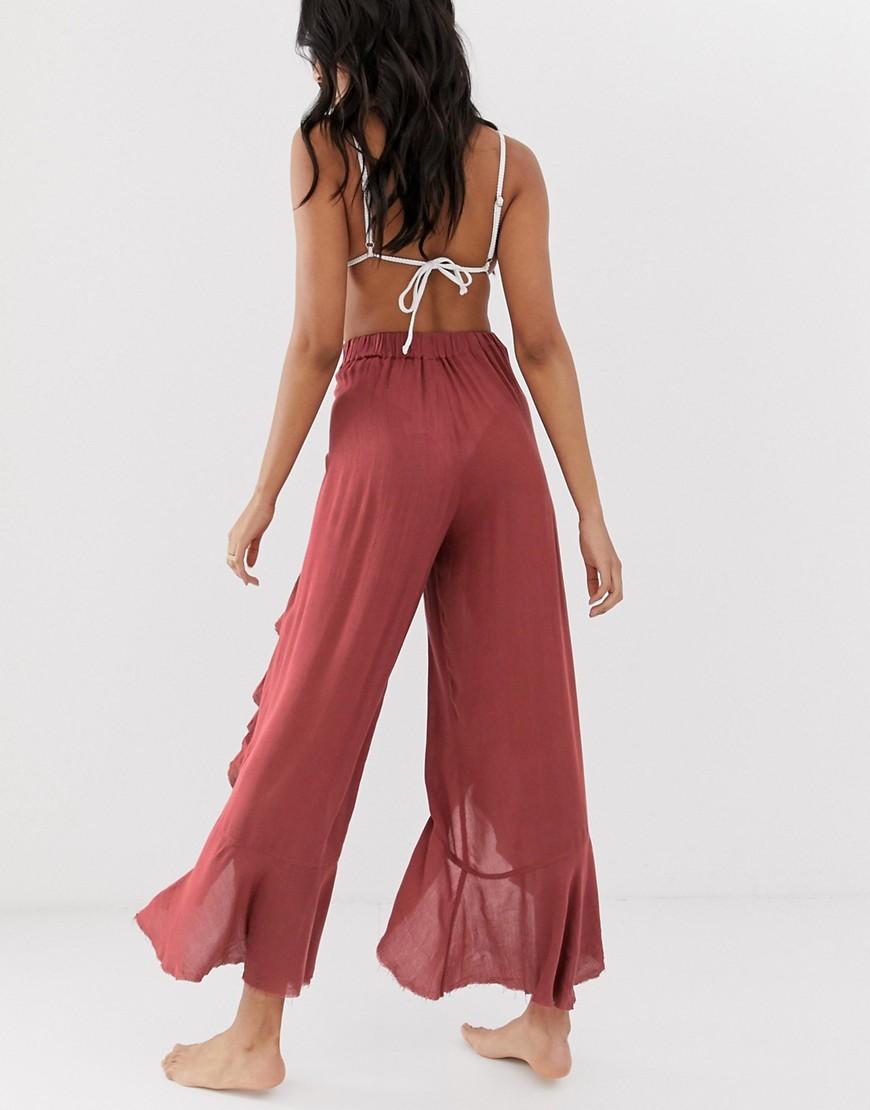 ASOS Ruffle Split Front Beach Trousers 