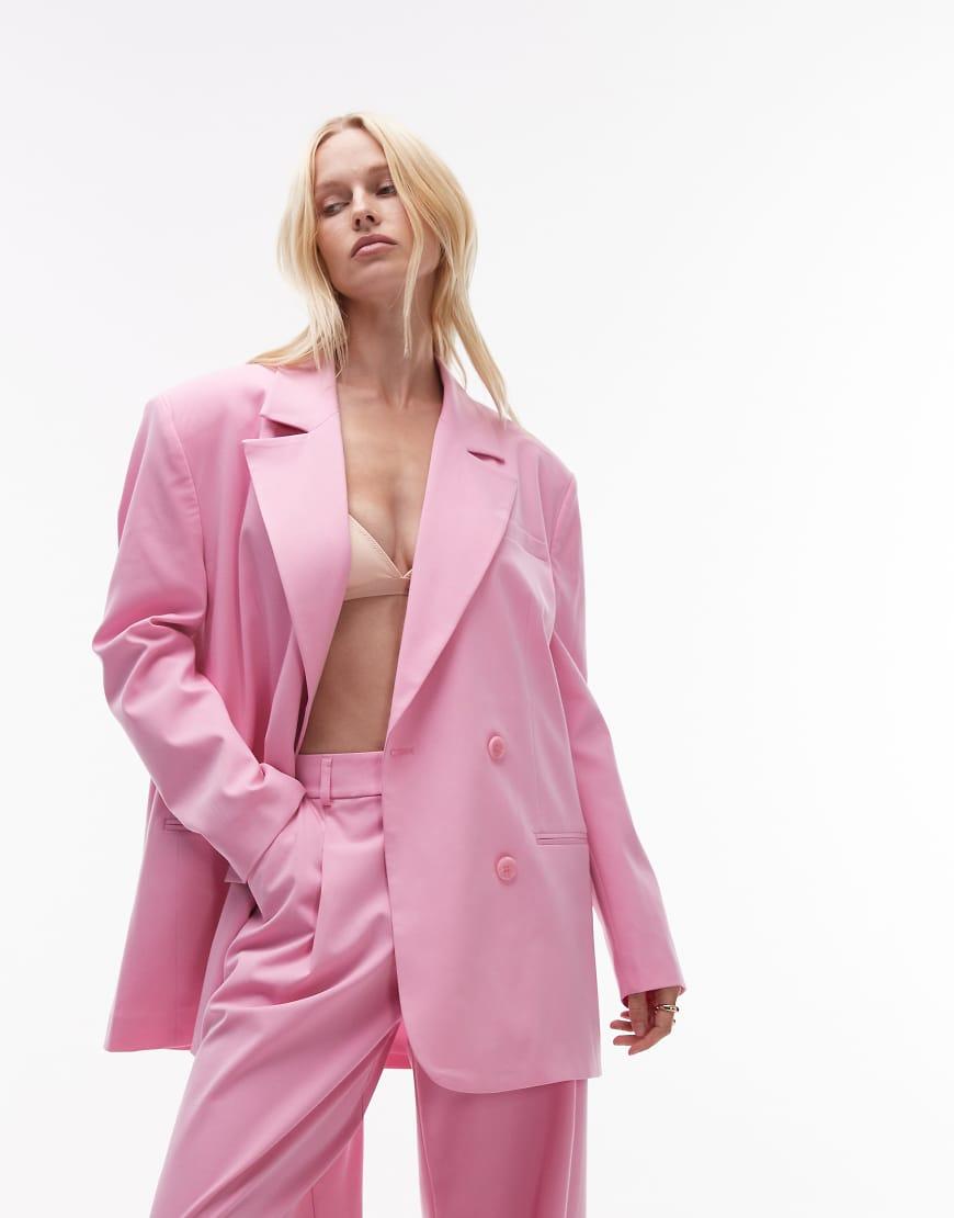 ASOS Oversized Double Breasted Blazer in Pink Lyst UK