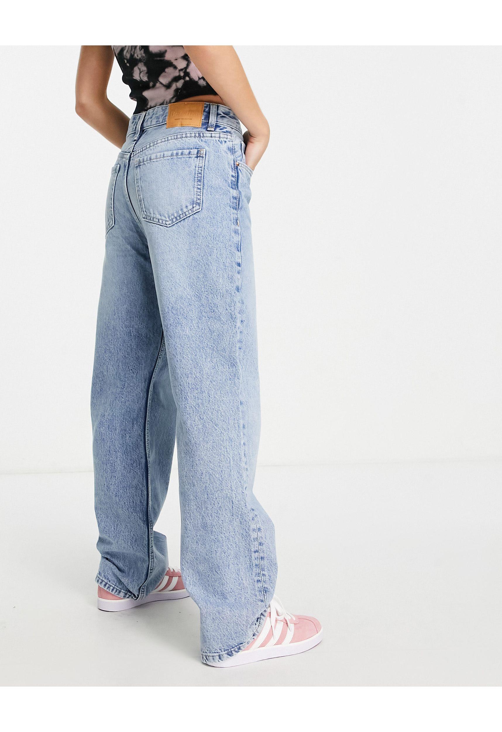 Bershka Petite 90's baggy Low Rise Jean in Blue | Lyst