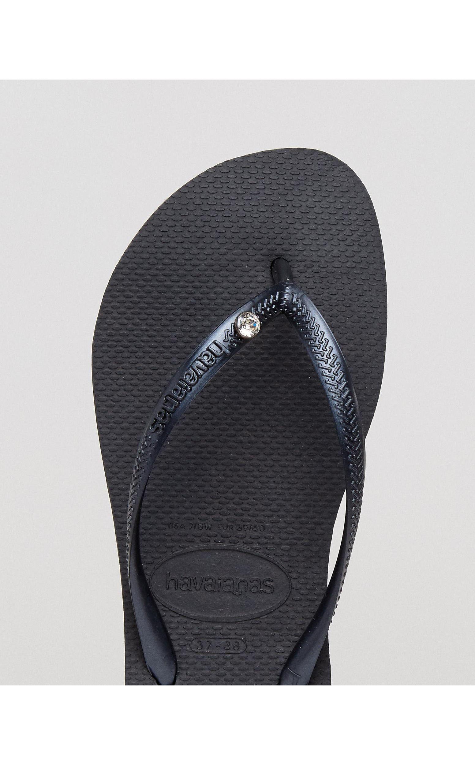 Havaianas Slim Crystal Flip Flops in Black | Lyst