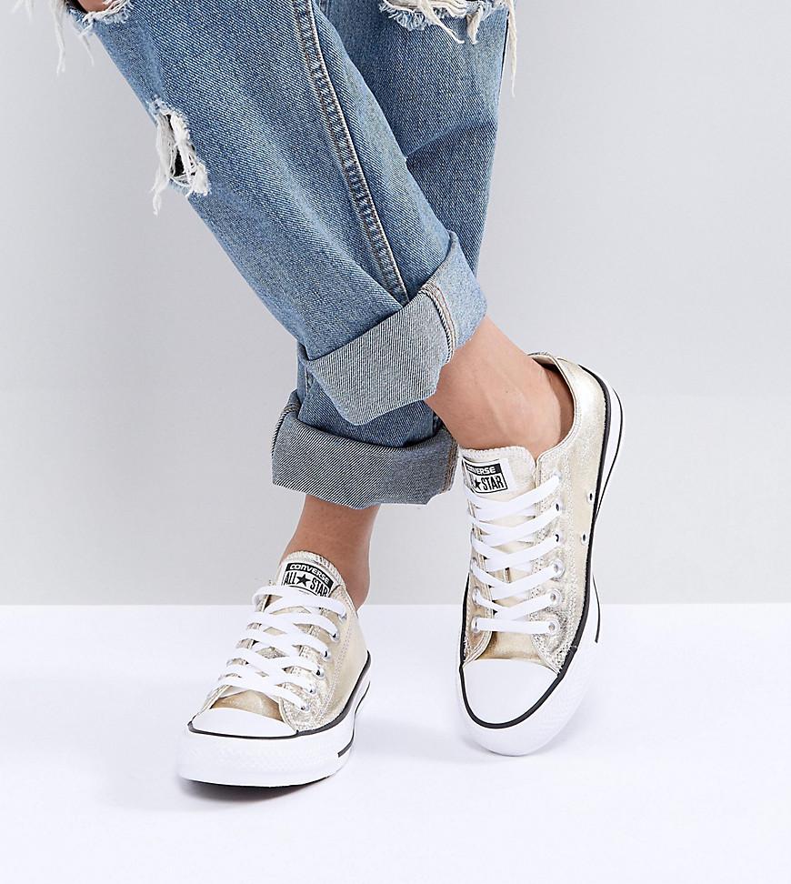 Converse Chuck Taylor Ox Trainers In Gold Metallic - Lyst
