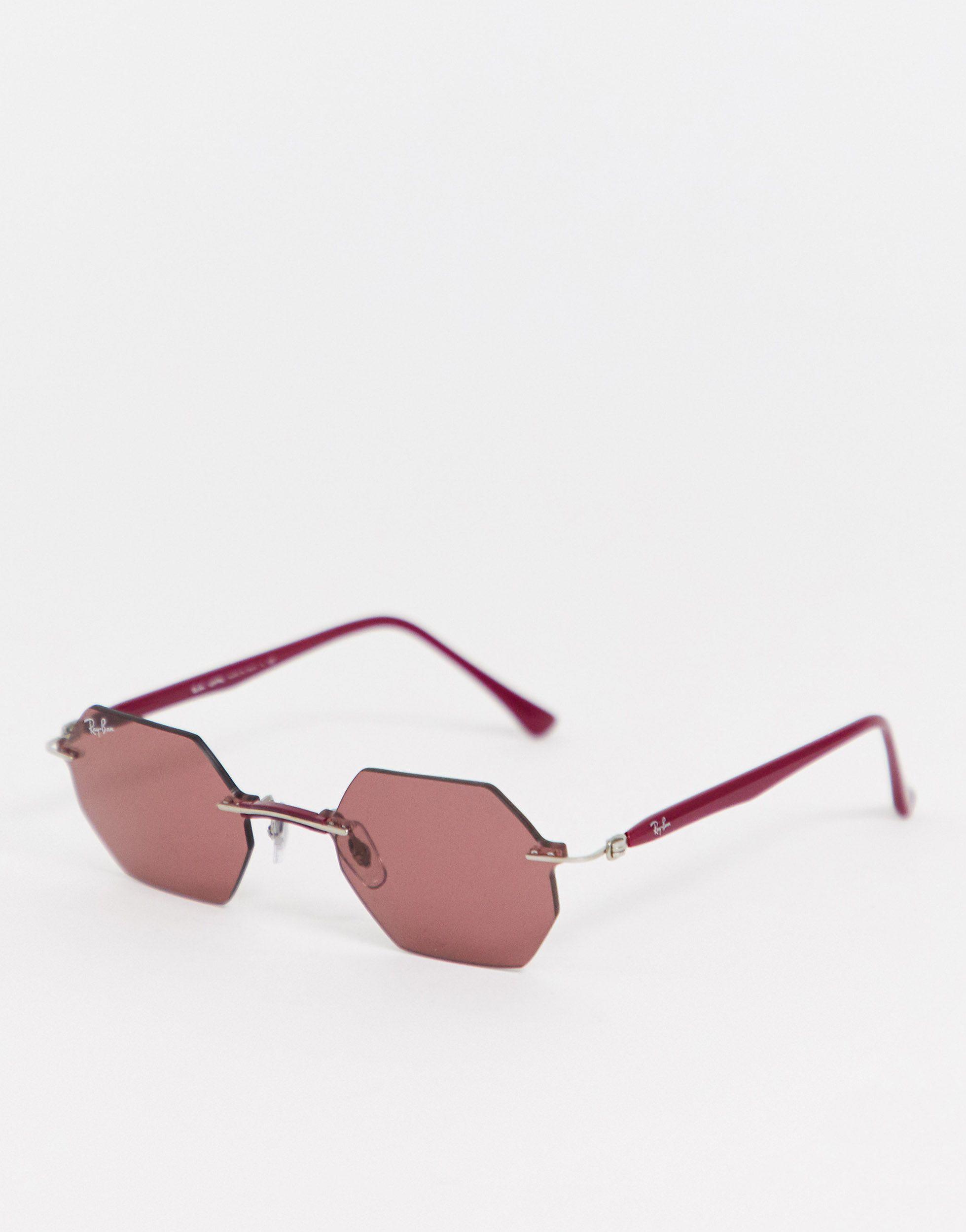 Ray-Ban Synthetic 0rb8061 Hexagonal Rimless Sunglasses in Pink - Lyst