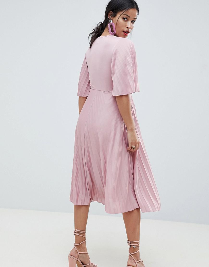 asos design maternity kimono pleated midi dress