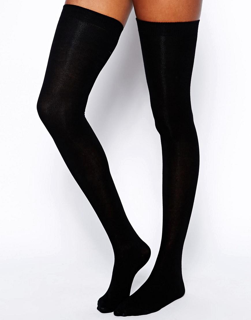 Asos Cotton Thigh High Socks In Black Lyst