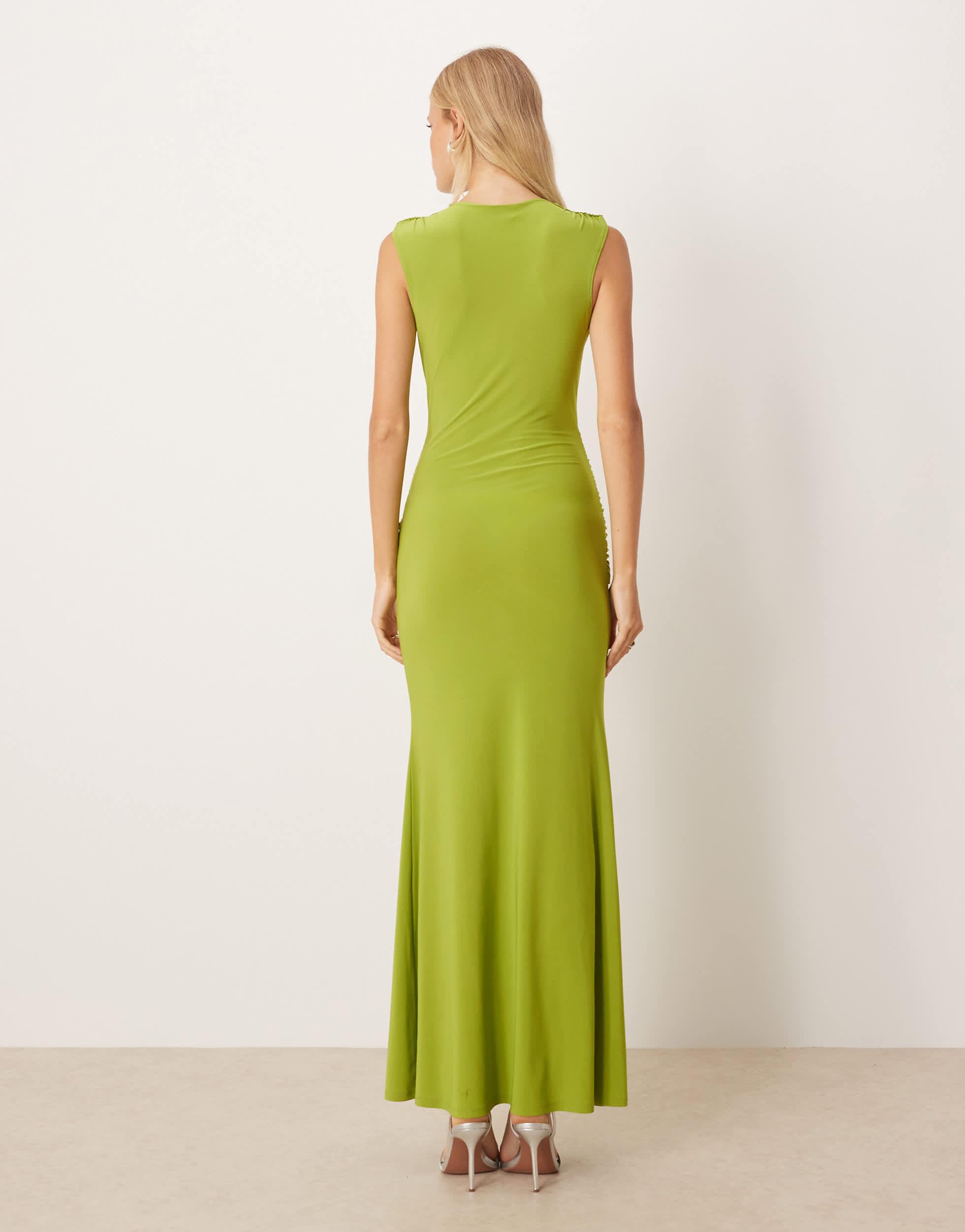 slim fit dress slacks Angel Maternity Maternity Classic Wrap Feeding Dress in Olive Green main image 0