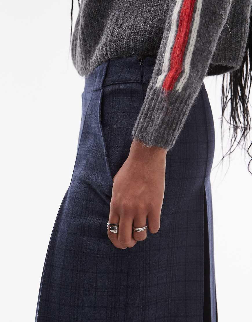 TOPSHOP Box Pleat Midi Skirt in Blue Lyst UK