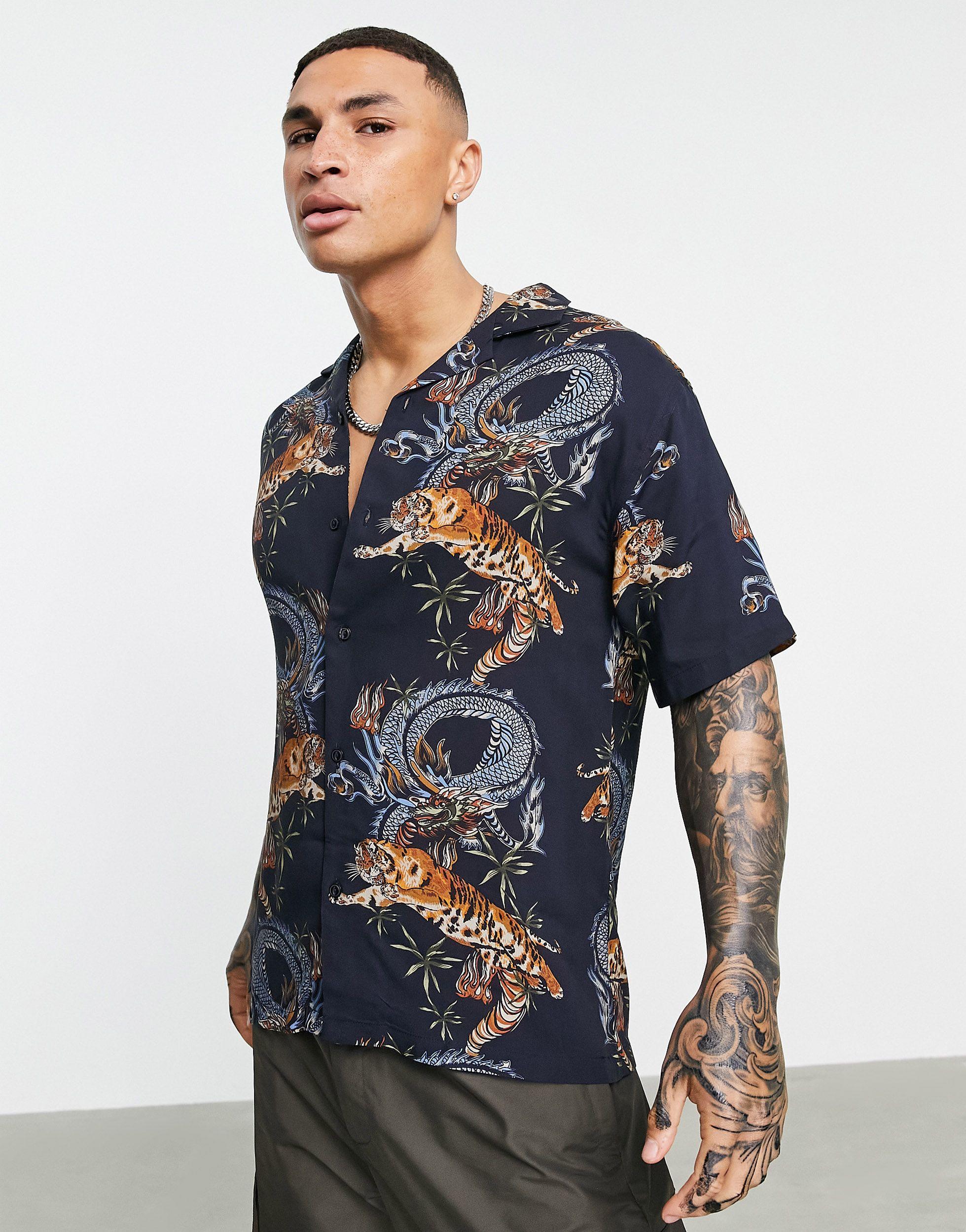 Pull\u0026Bear Shirt With Tiger Print in 