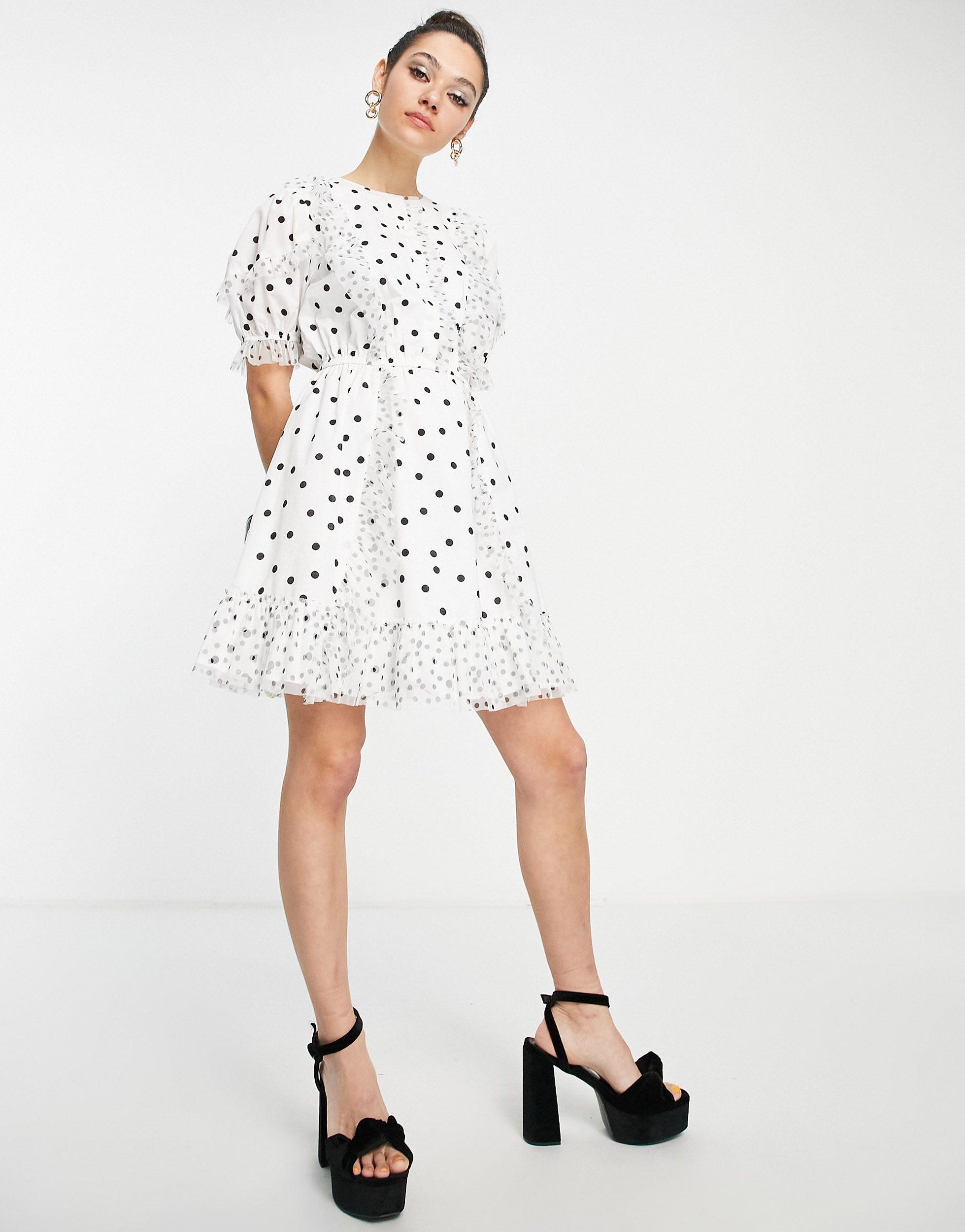 topshop spot ruffle mini dress