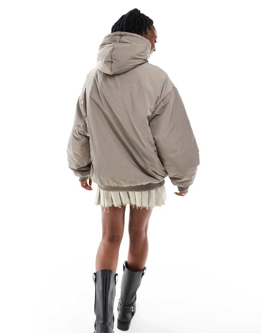 Collusion Unisex Overhead Hooded Puffer Coat in Grey Lyst UK