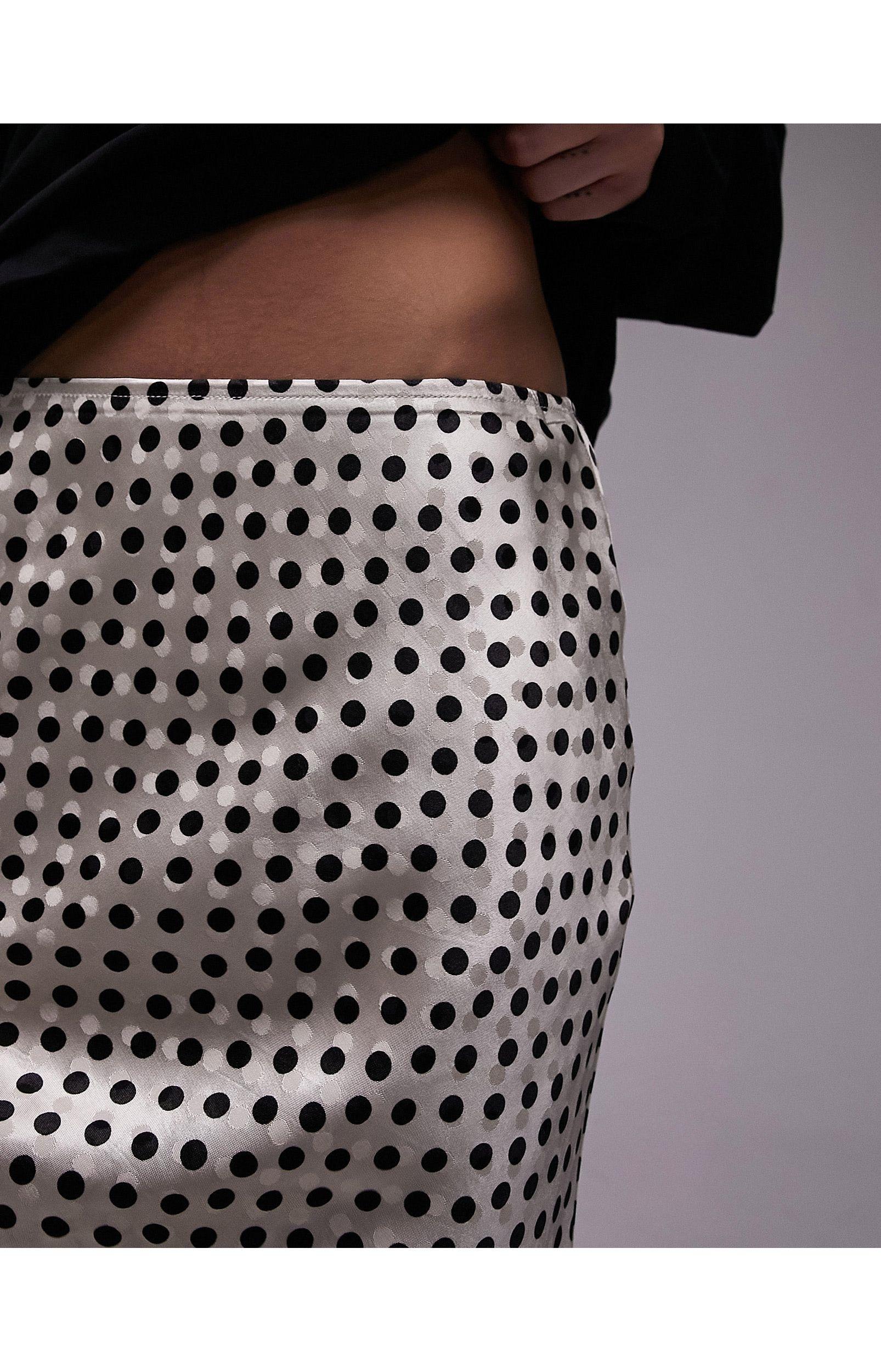 TOPSHOP Jacquard Polka Dot Bias Skirt in Black Lyst UK