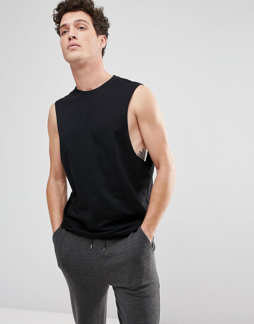 T-shirt sans manches à emmanchures larges ASOS pour homme en coloris Noir |  Lyst