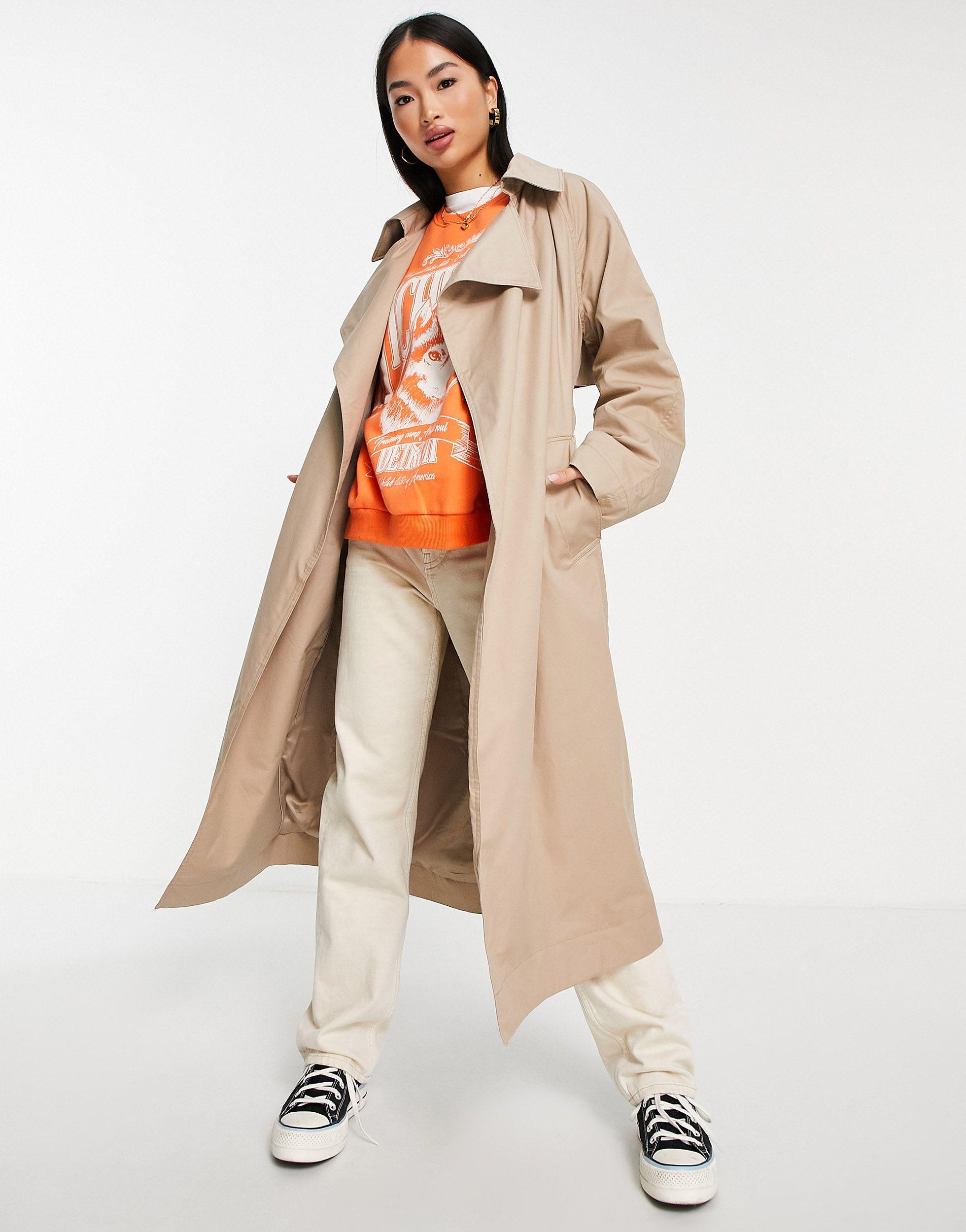 EVER NEW Tie Waist Trench Coat in Natural | Lyst