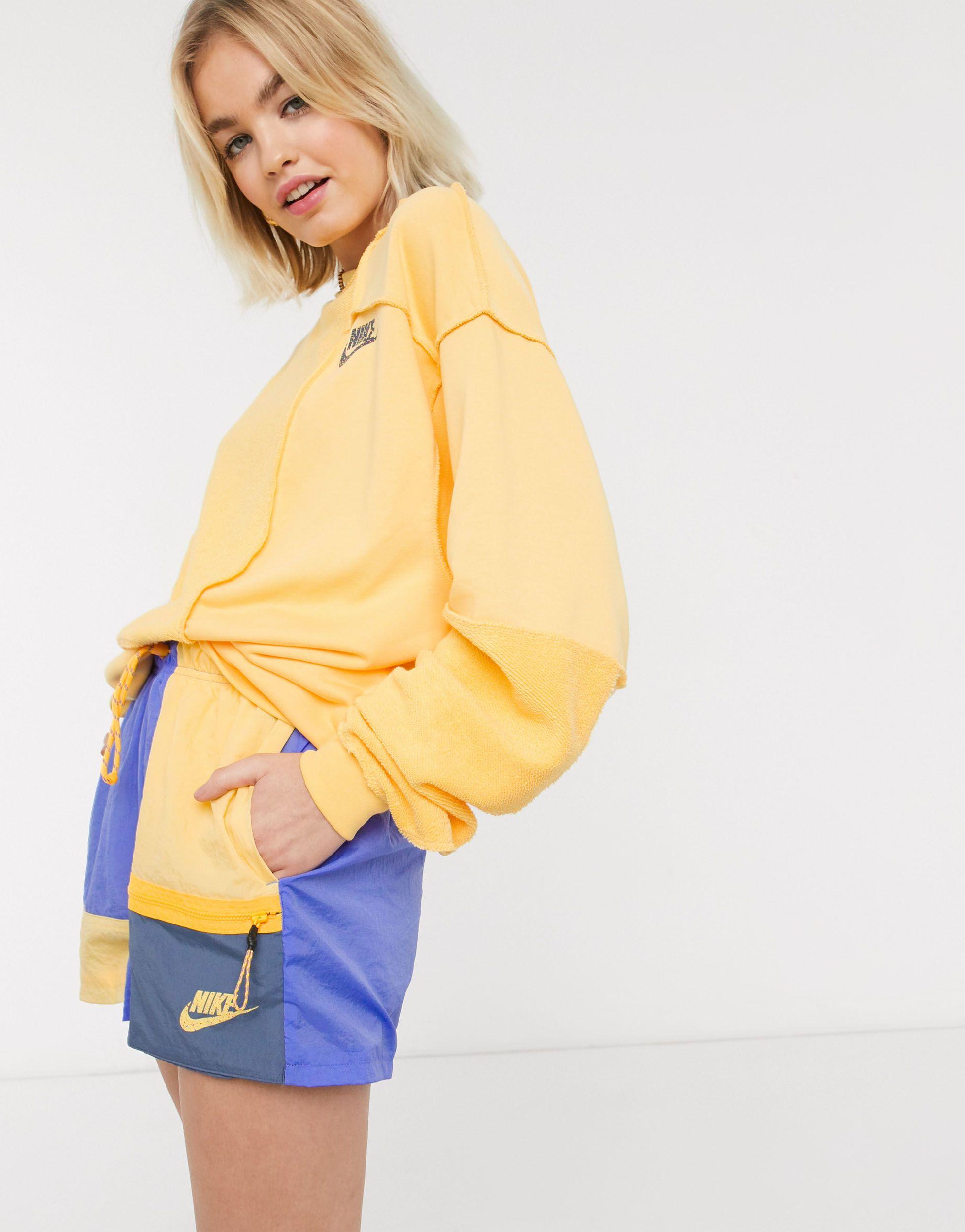 Nike Reverse Panel Sweatshirt in Yellow | Lyst