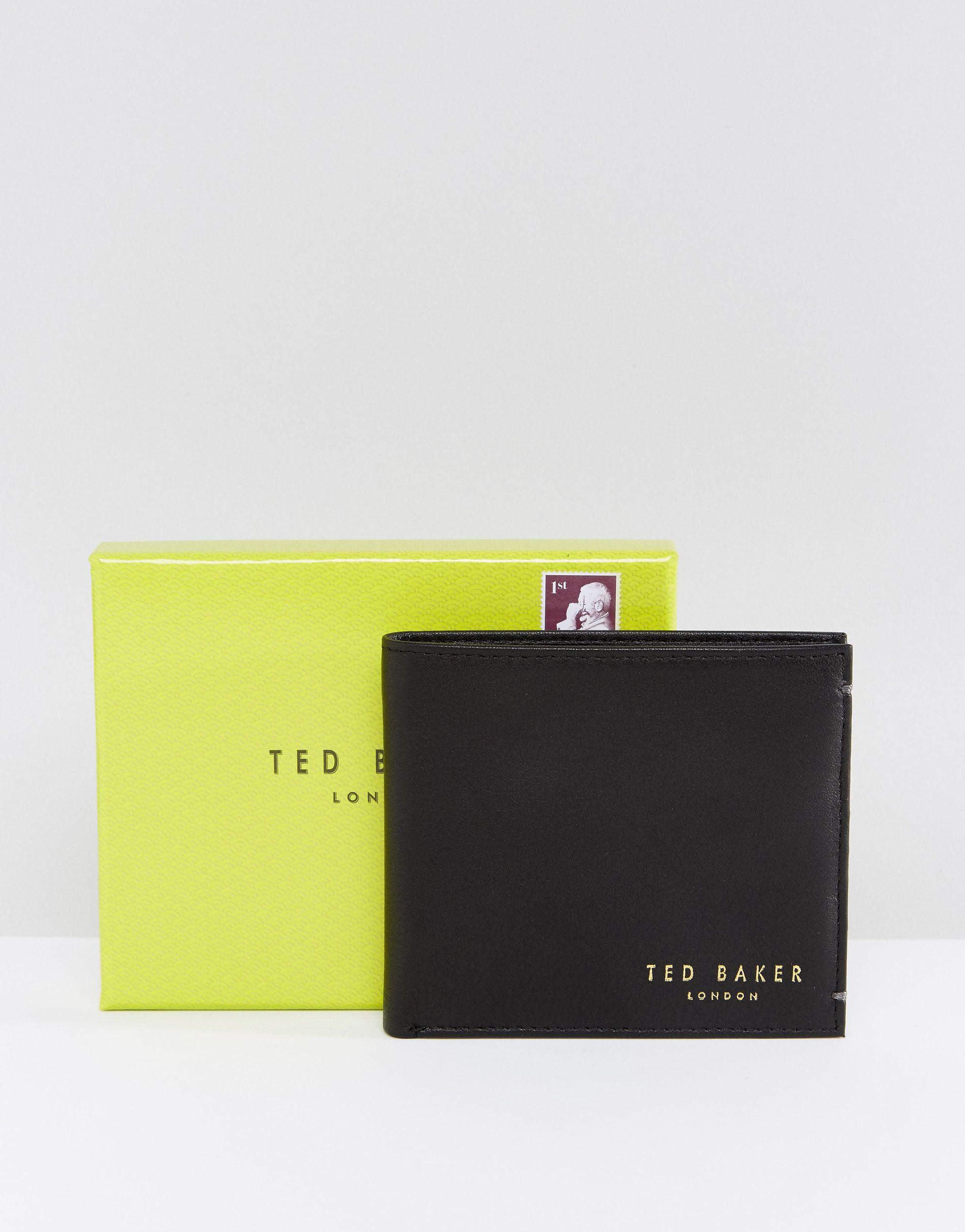 Black Ted Baker Small Bi-fold 'Anthonys' Leather Card Wallet 