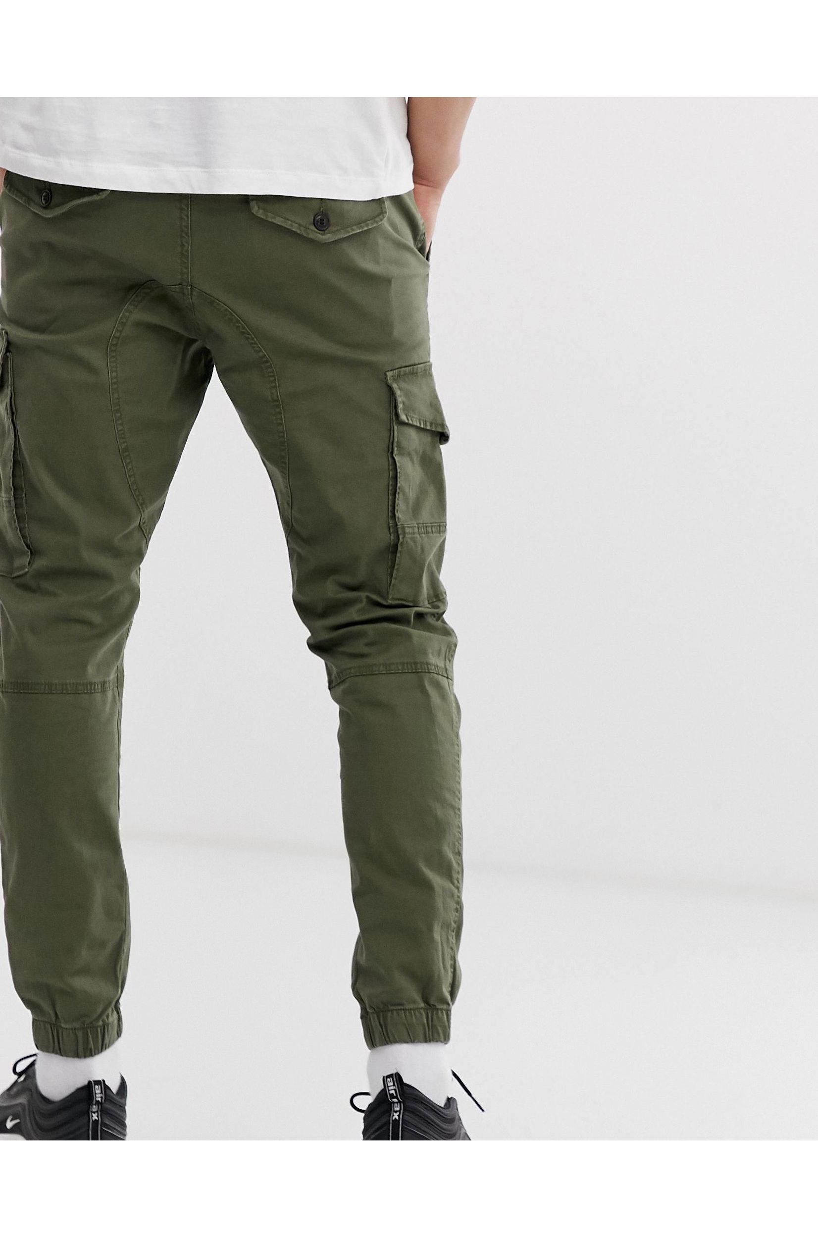 Intelligence - pantaloni cargo verdi con fondo elasticizzatoJack \u0026 Jones in  Denim da Uomo colore Verde | Lyst