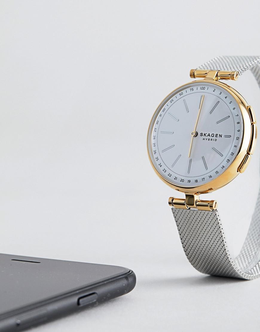 Skagen Leather Skt1413 Connected Signatur T-bar Hybrid Smart Watch 36mm in Silver (Metallic) for