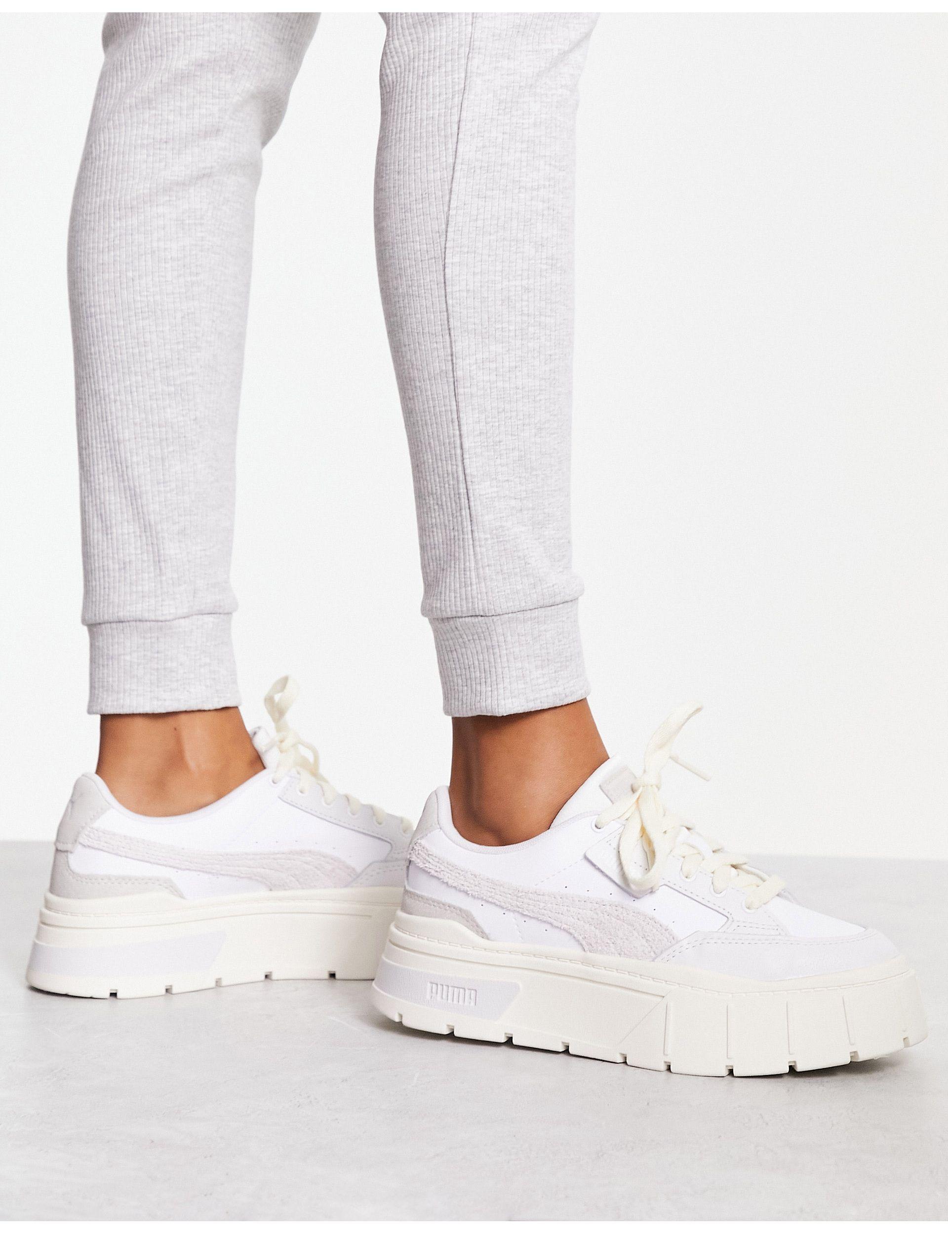 PUMA Mayze Stack Textured Neutral Trainers in White | Lyst Canada