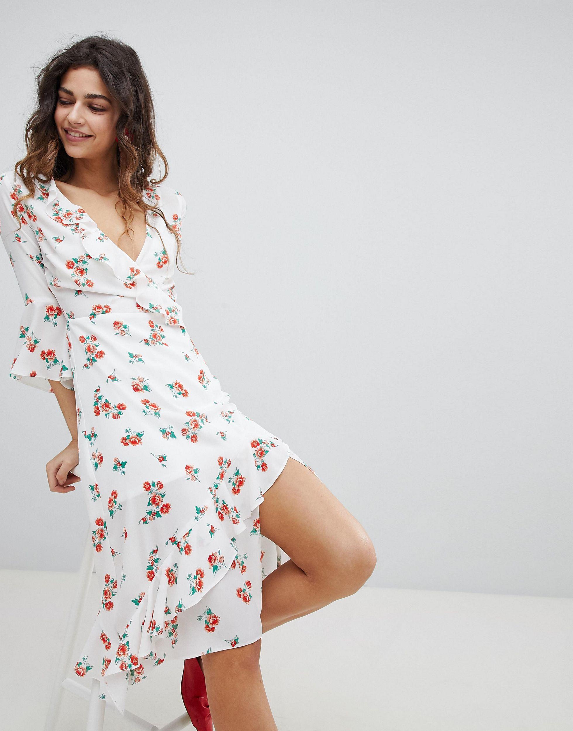 miss selfridge floral wrap dress