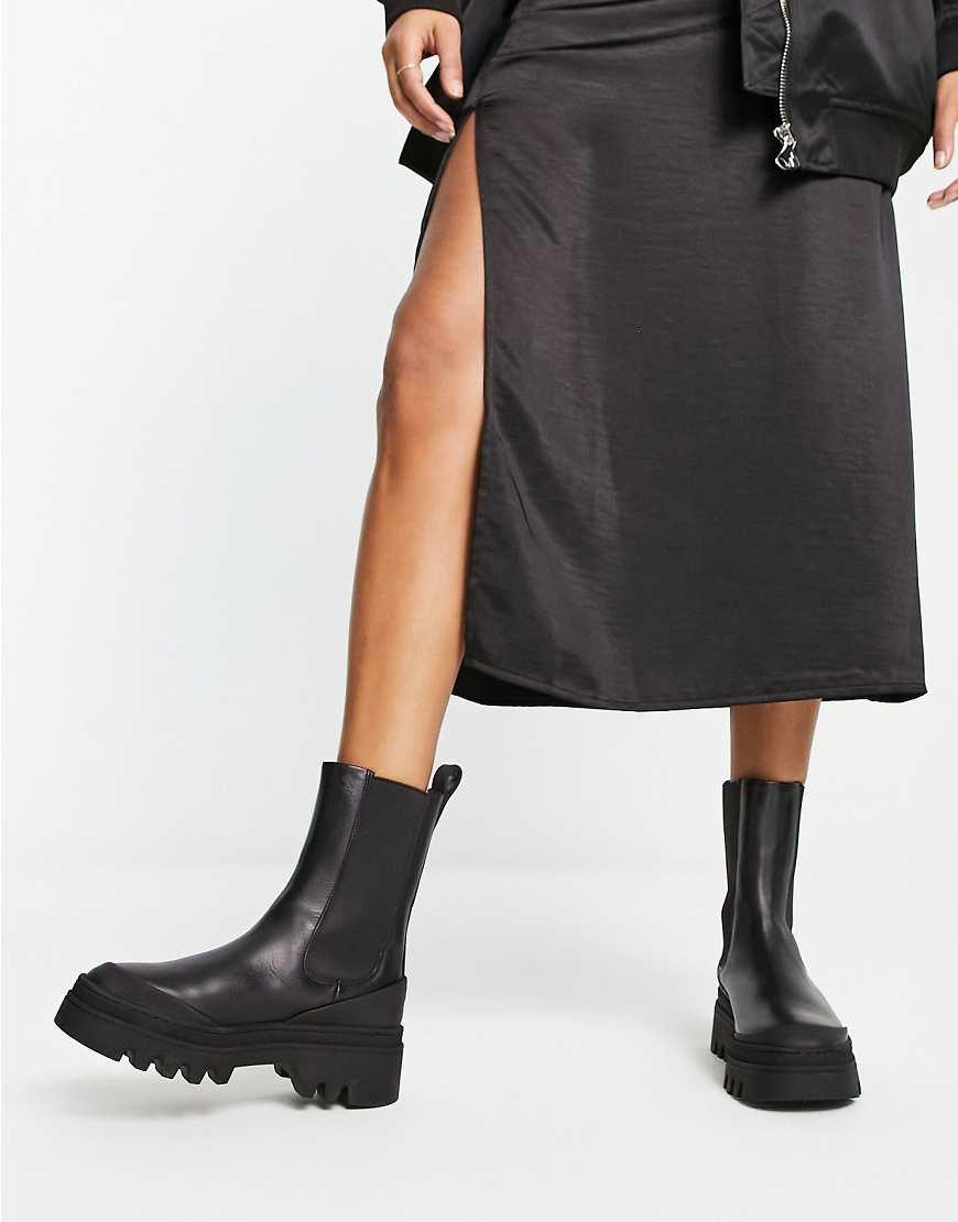 Other Stories Leather Chunky Sole Boots in Black Lyst UK