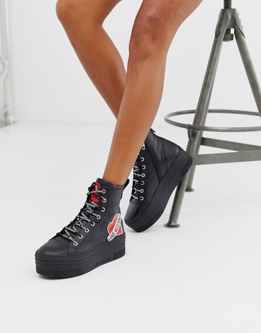 love moschino lace up trainers