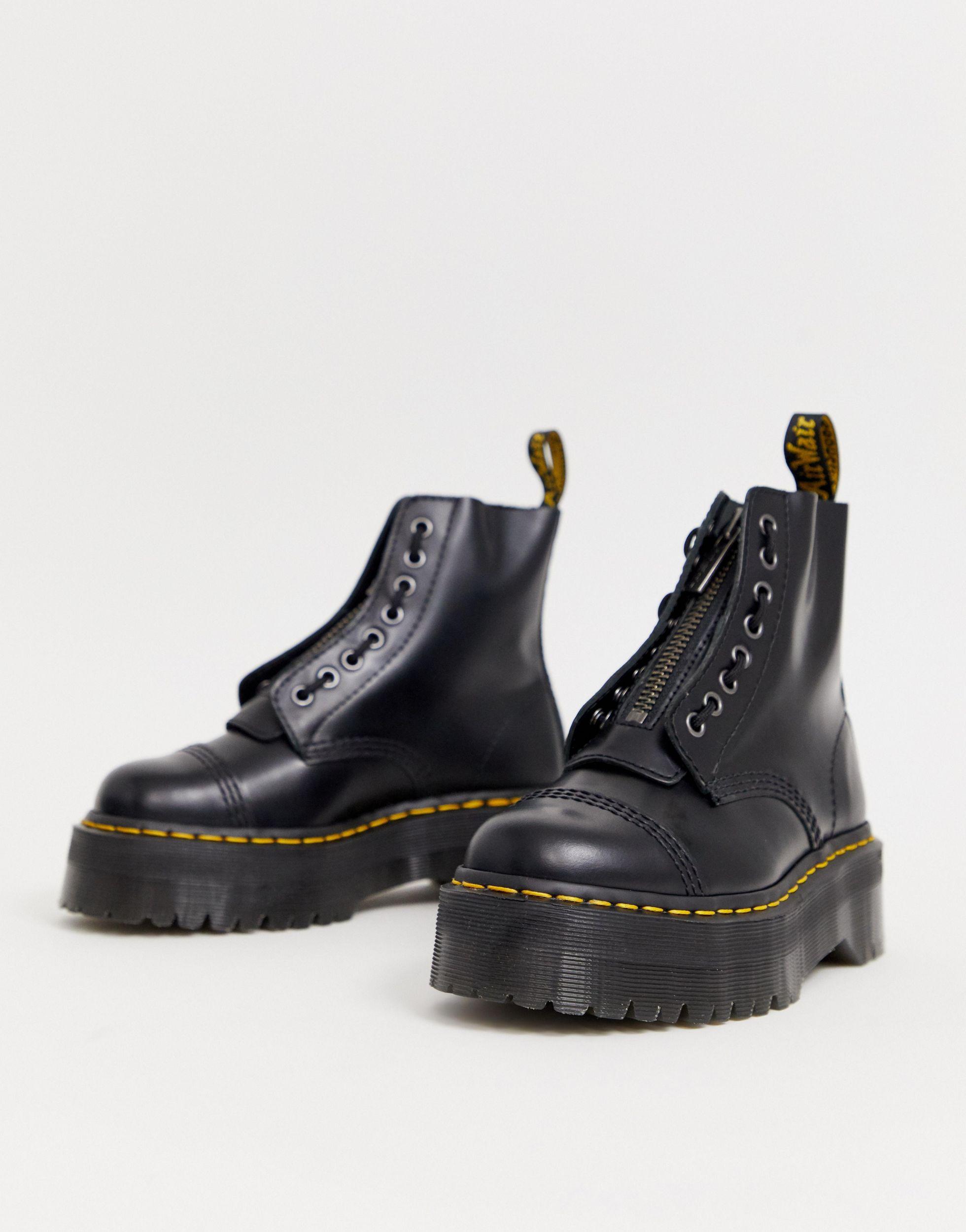 Botas con plataforma plana gruesa en cuero con cremallera Dr. de color Negro | Lyst