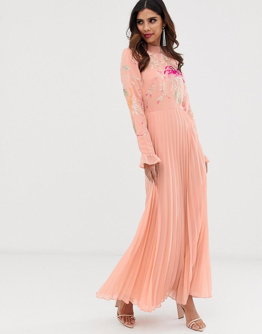 fluted sleeve maxi dress