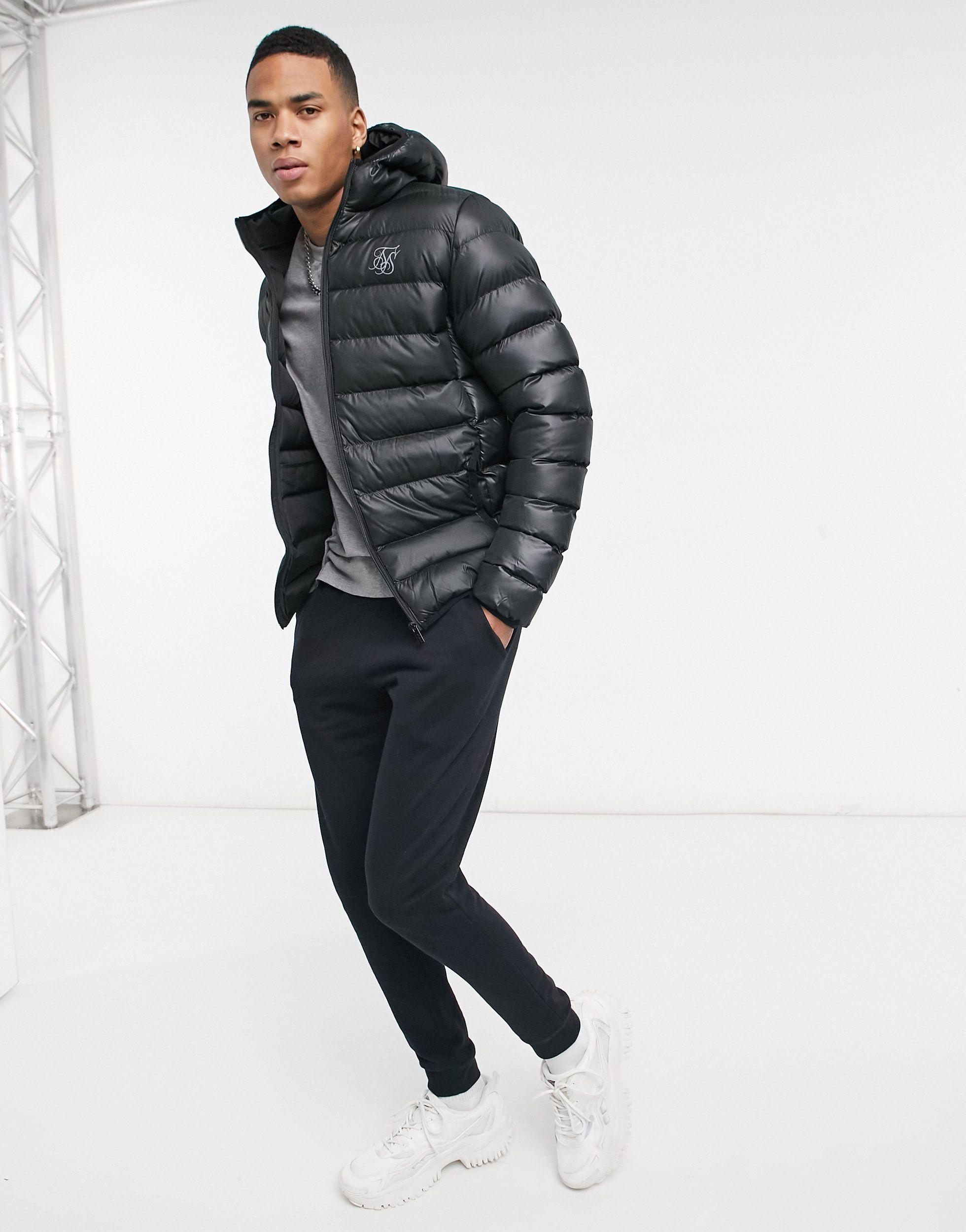 SIKSILK Atmosphere Ribbed Puffer Jacket in Black for Men | Lyst