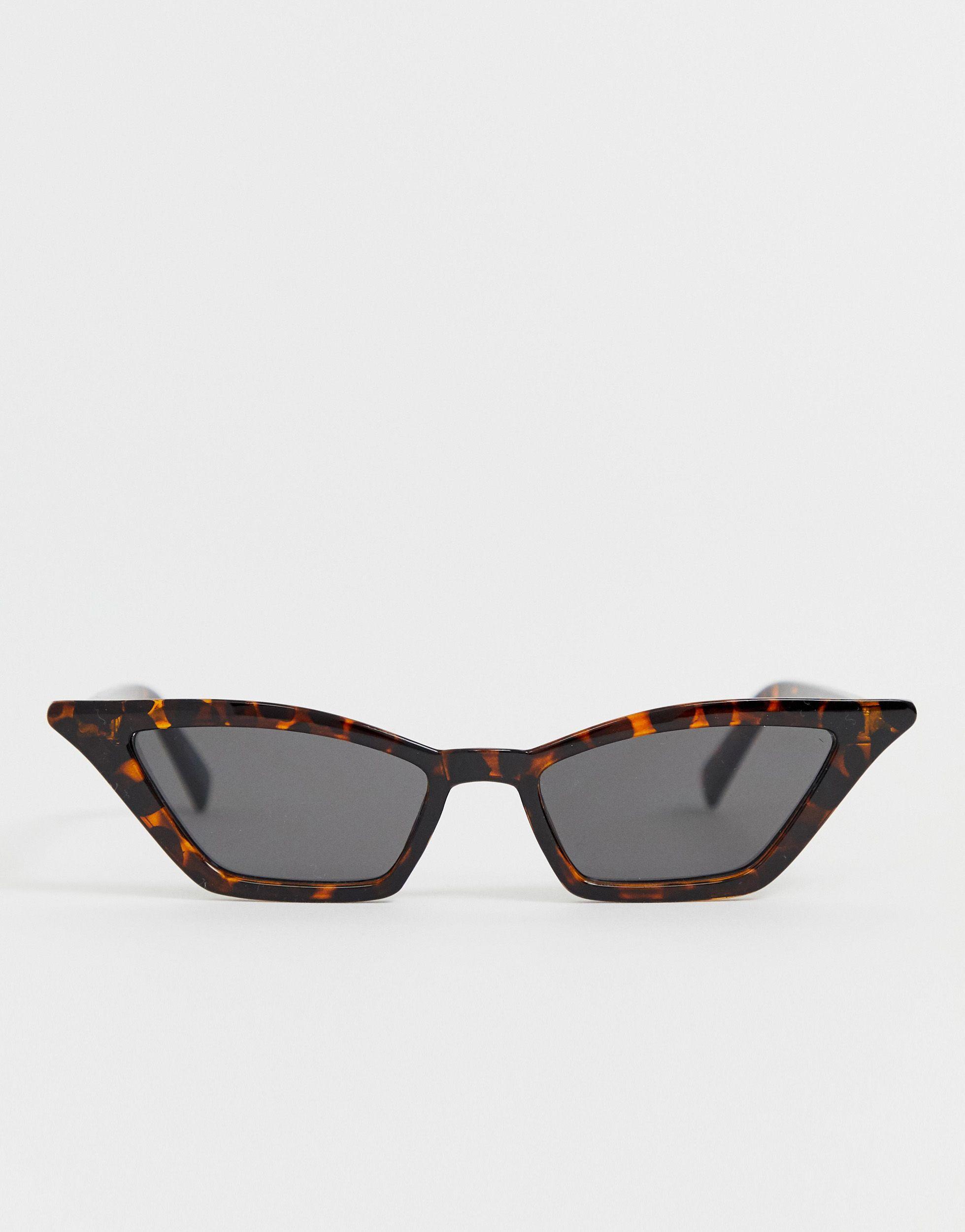 Occhiali da sole a occhi di gatto slim tartarugatiPieces in Denim di colore  Marrone | Lyst