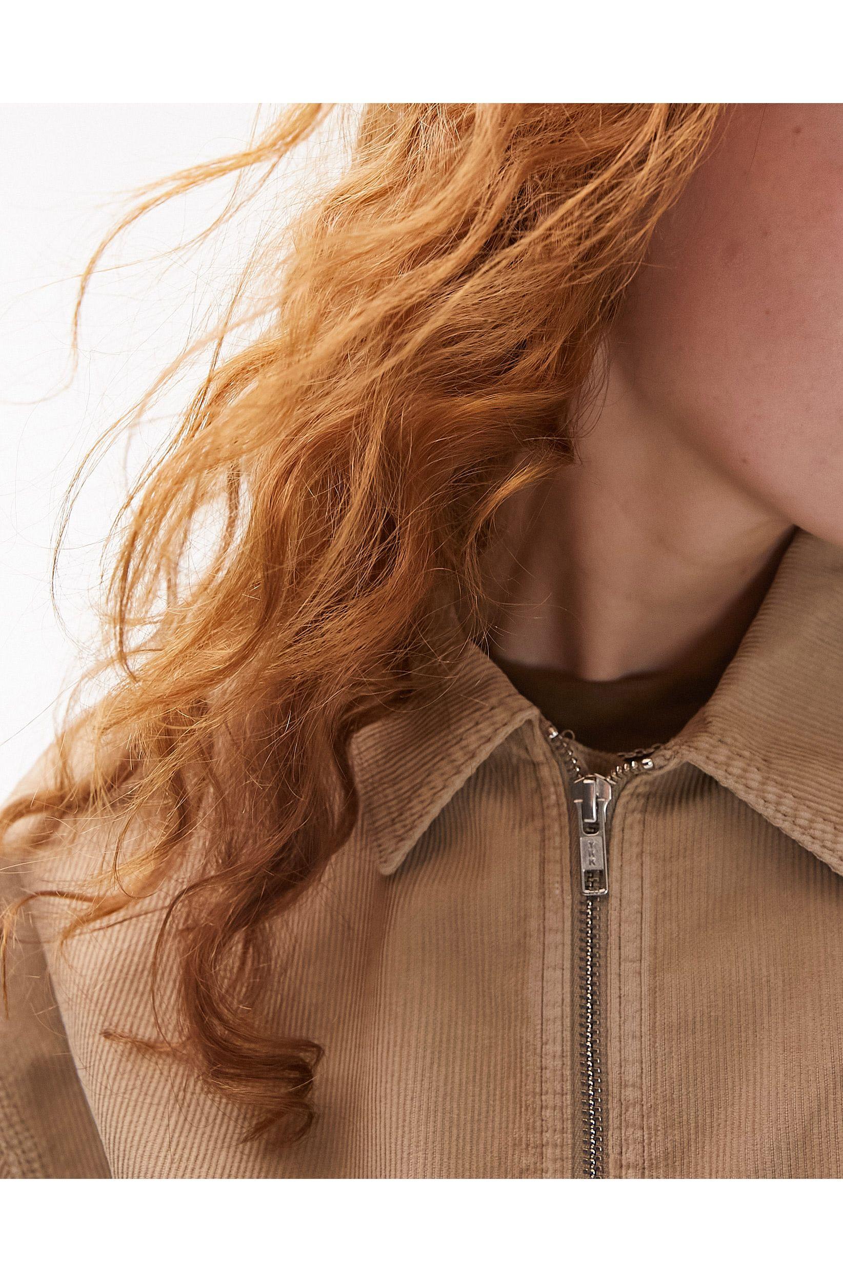 TOPSHOP Oversized Collar Corduroy Bomber Jacket in Natural | Lyst