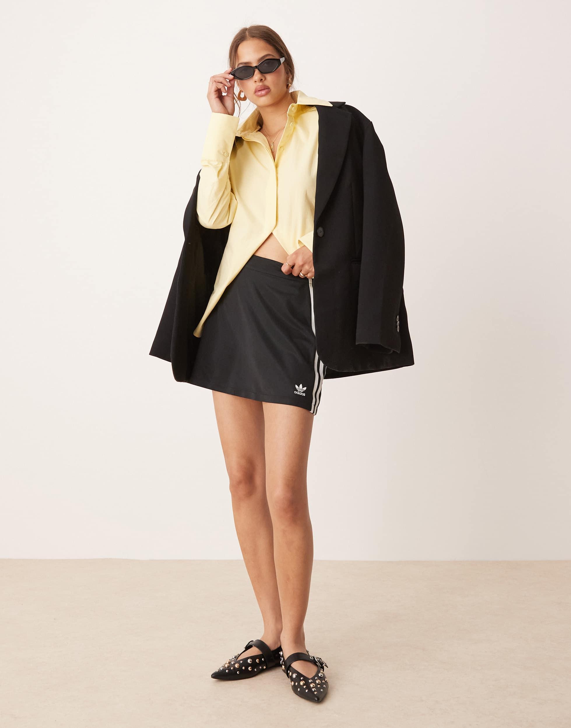 adidas three stripes velour mini skirt