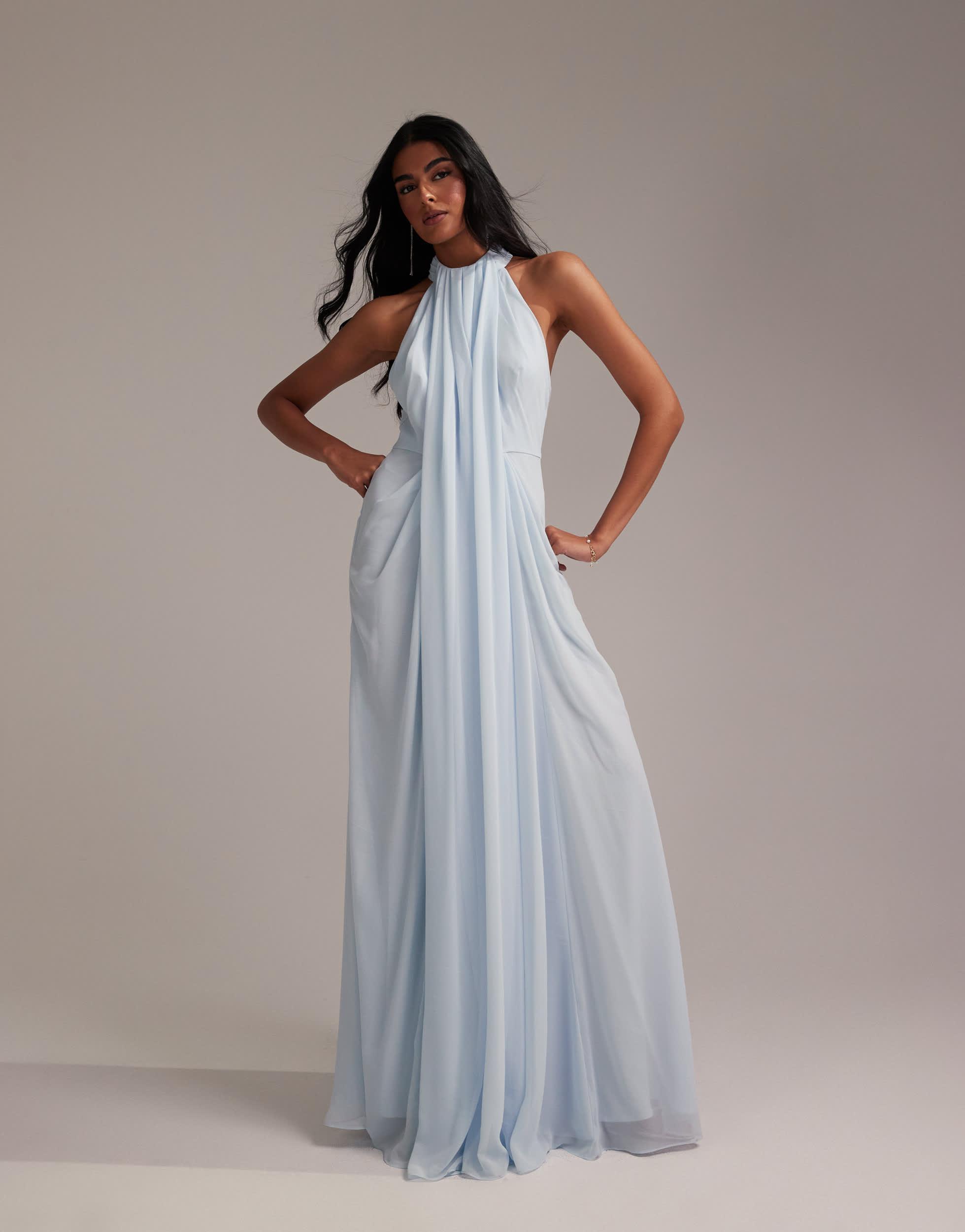 ASOS Bridesmaids Grecian Draped Halter Maxi Dress in Gray | Lyst ASOS Bridesmaids Grecian Draped Halter Maxi Dress in Gray | Lyst