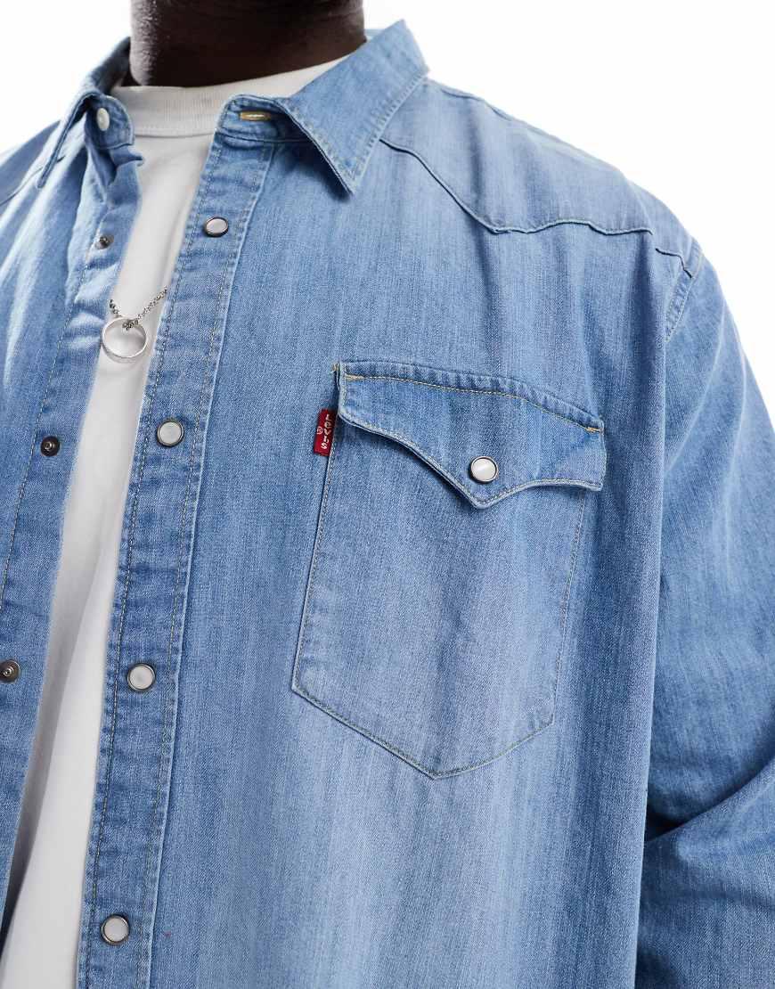 Levi's Big Tall Barstow Western Denim Shirt Regular Fit in Blue