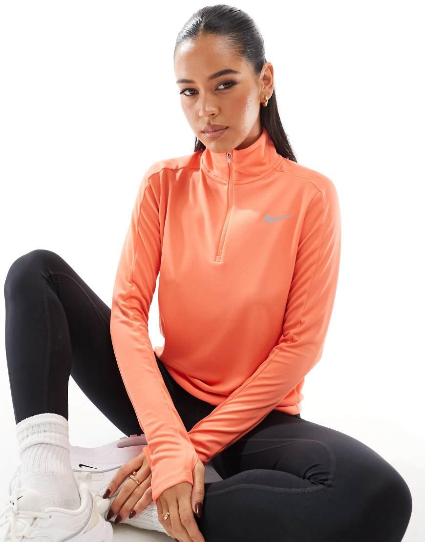 orange nike half zip women's