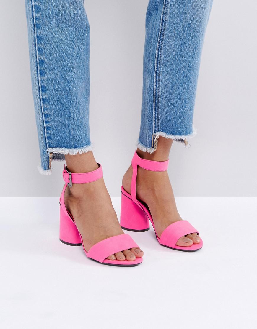 Bershka Block Heel Strappy Sandal in Pink | Lyst