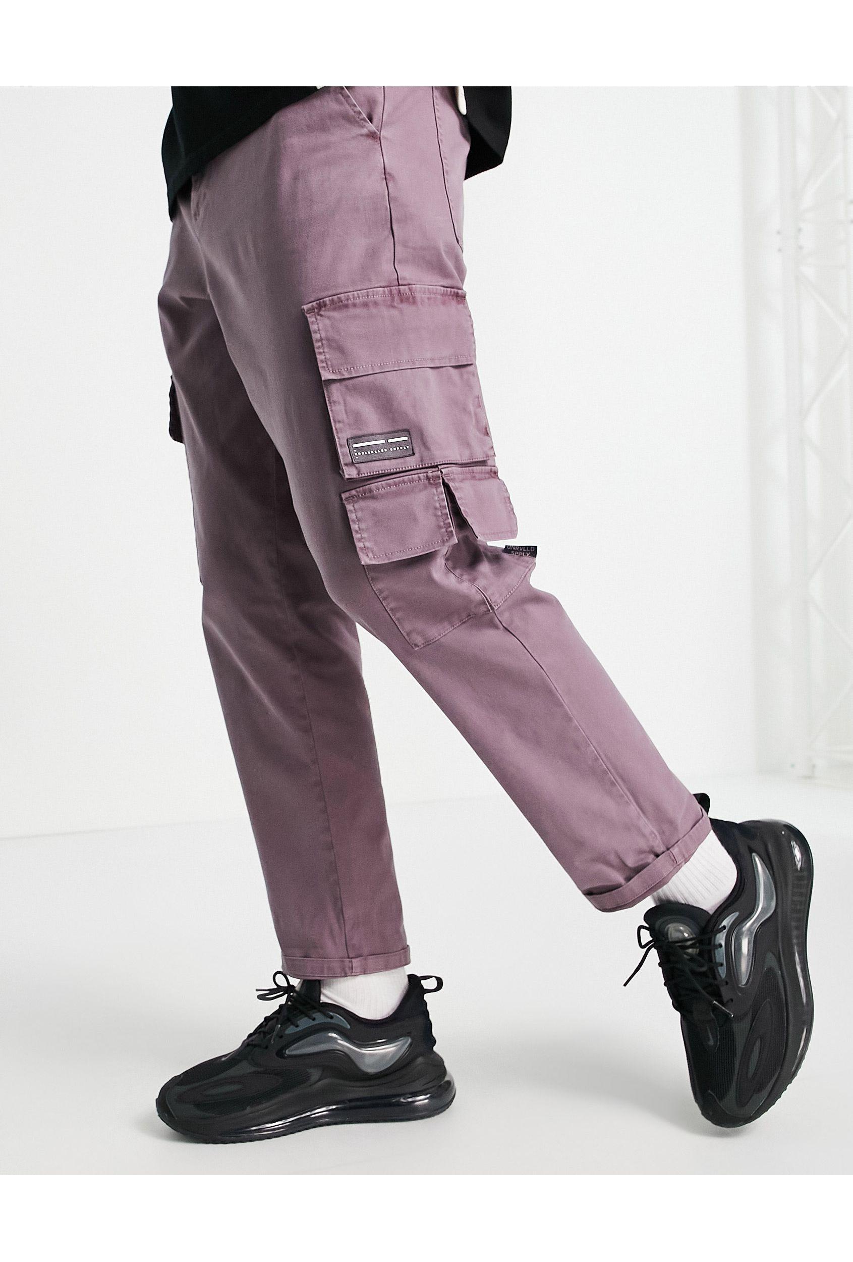 Asos unrvlld spply - pantaloni skater con tasche cargo da Uomo di ASOS in  Viola | Lyst