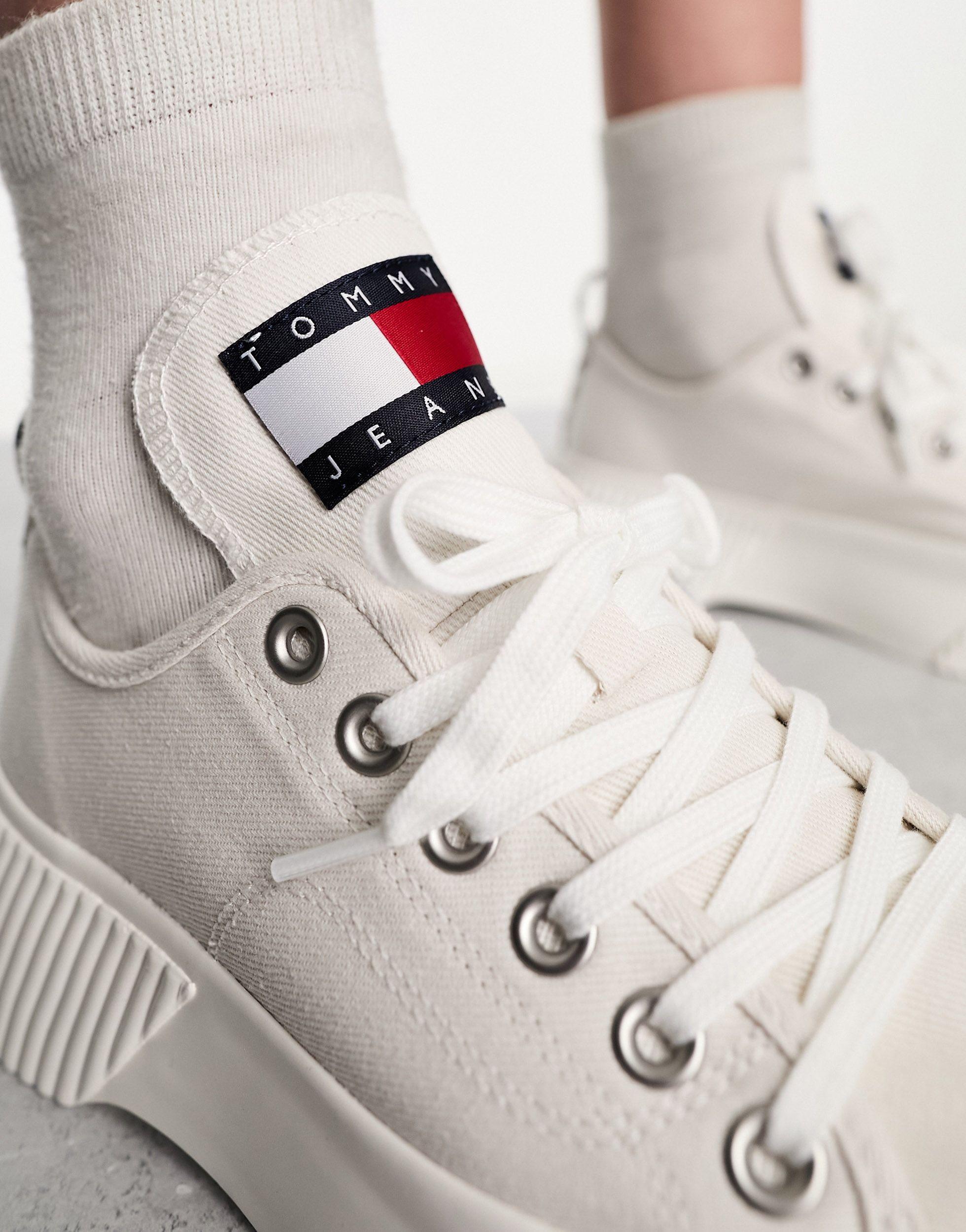 Tommy hilfiger white platform on sale trainers